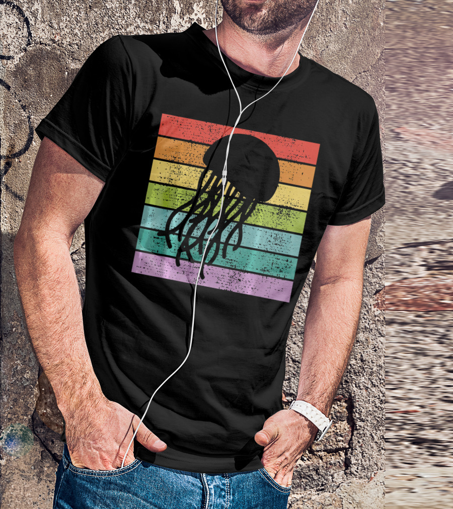 Jellyfish Biology Marine Retro Rainbow T-Shirt