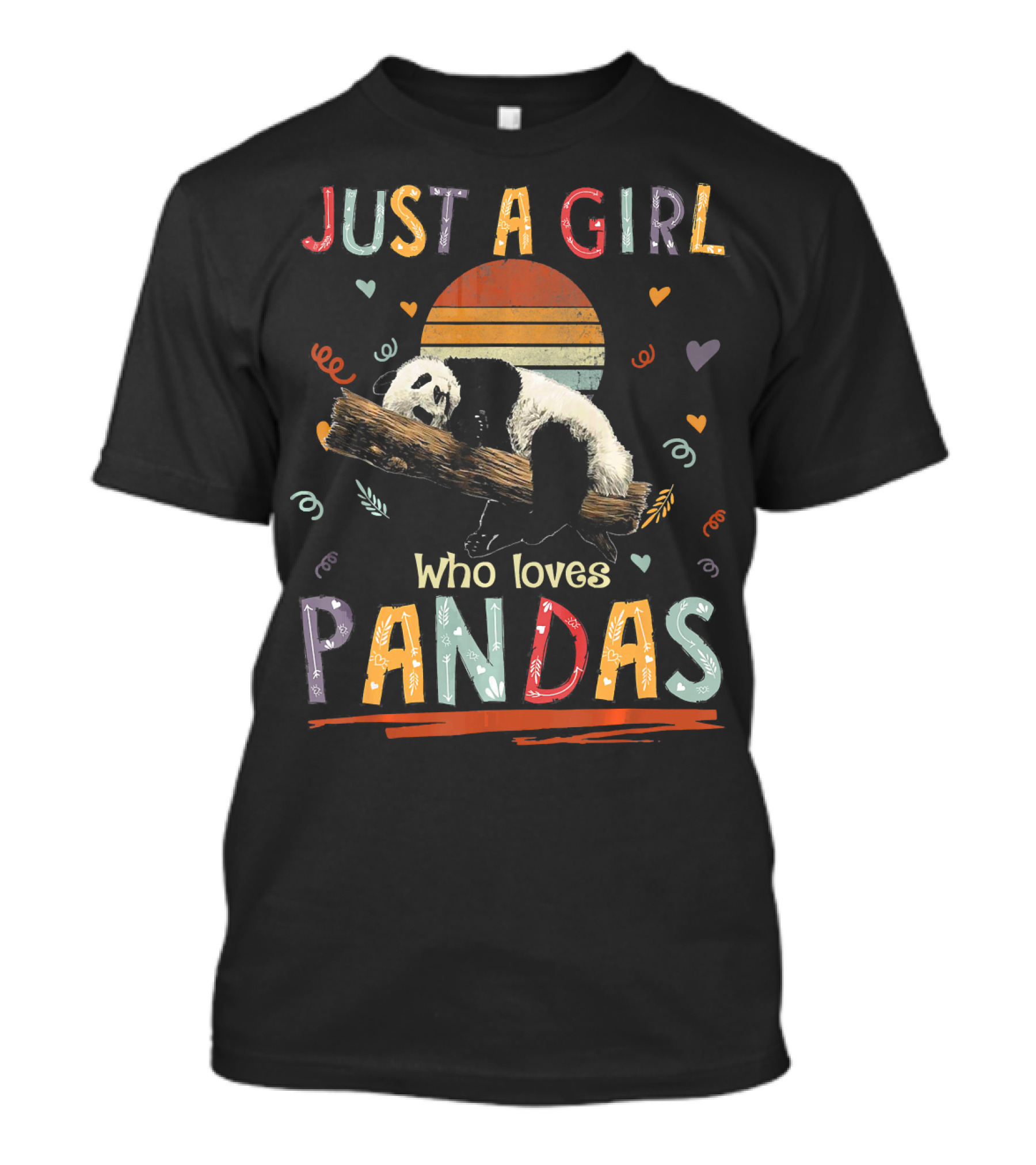 Just A Girl Who Loves Pandas Retro Sunset Cute Panda T-Shirt