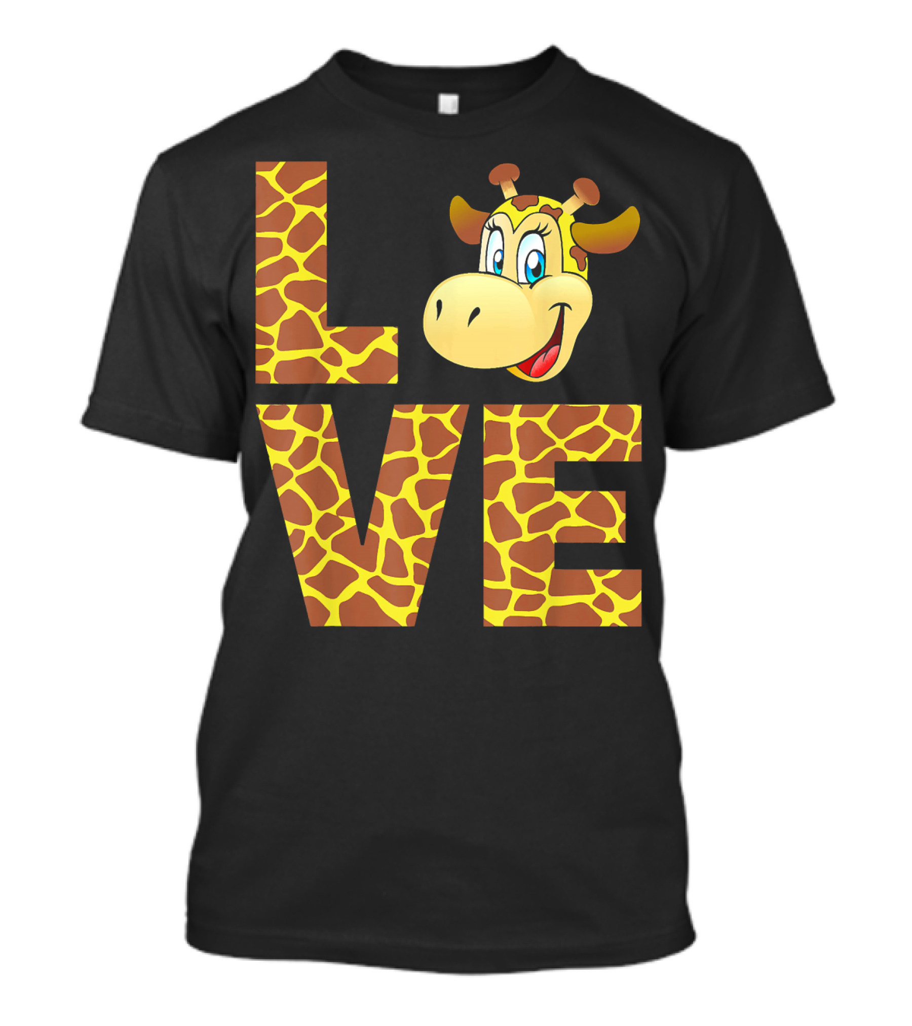 Love Giraffe Cartoon Face T-Shirt