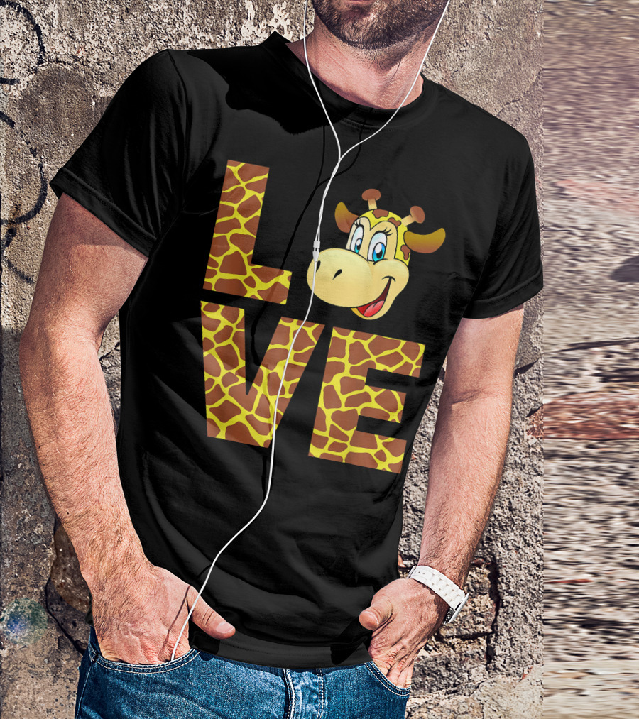 Love Giraffe Cartoon Face T-Shirt