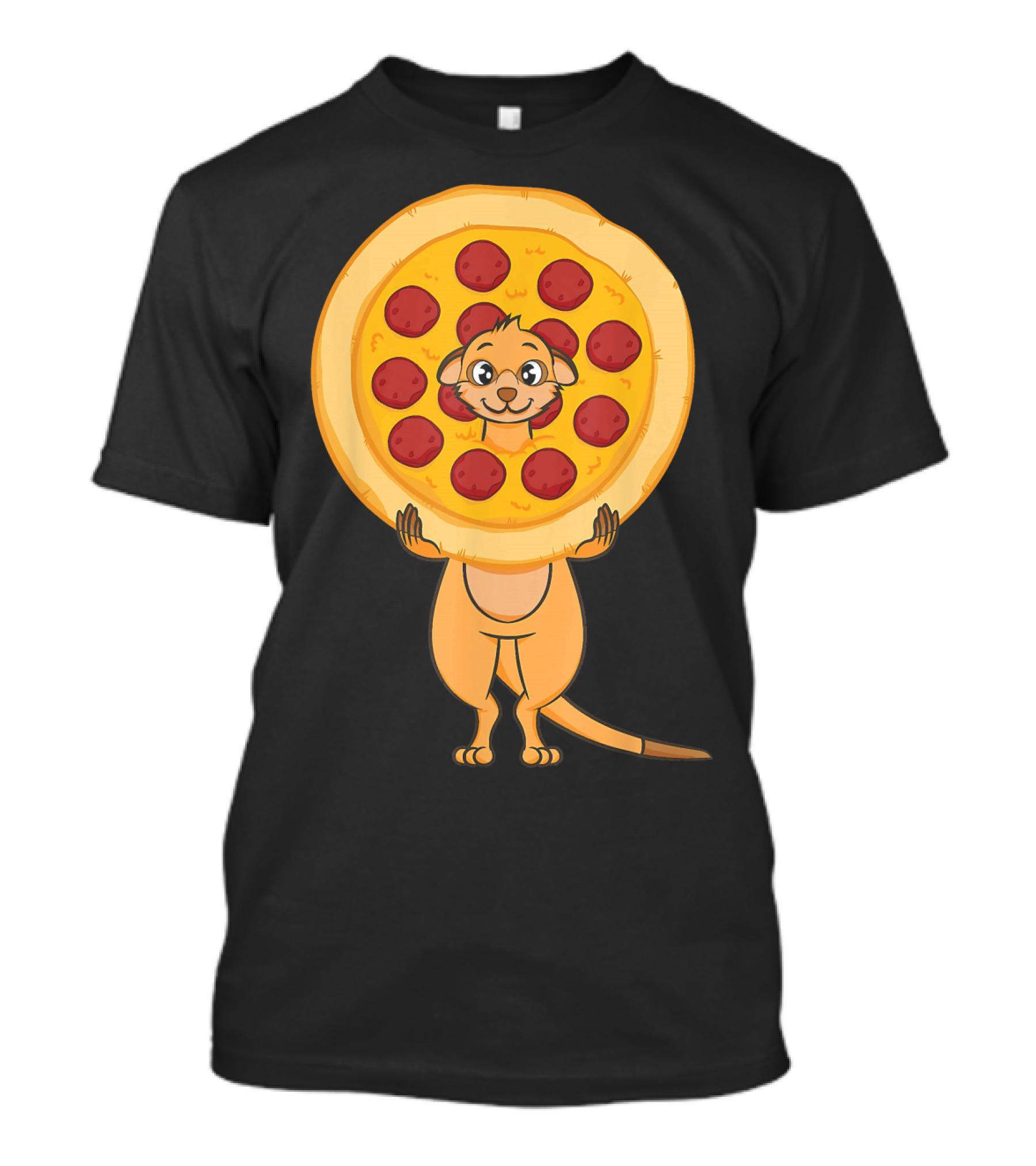 Meerkat Lover Meerkat Face In Pizza T-Shirt