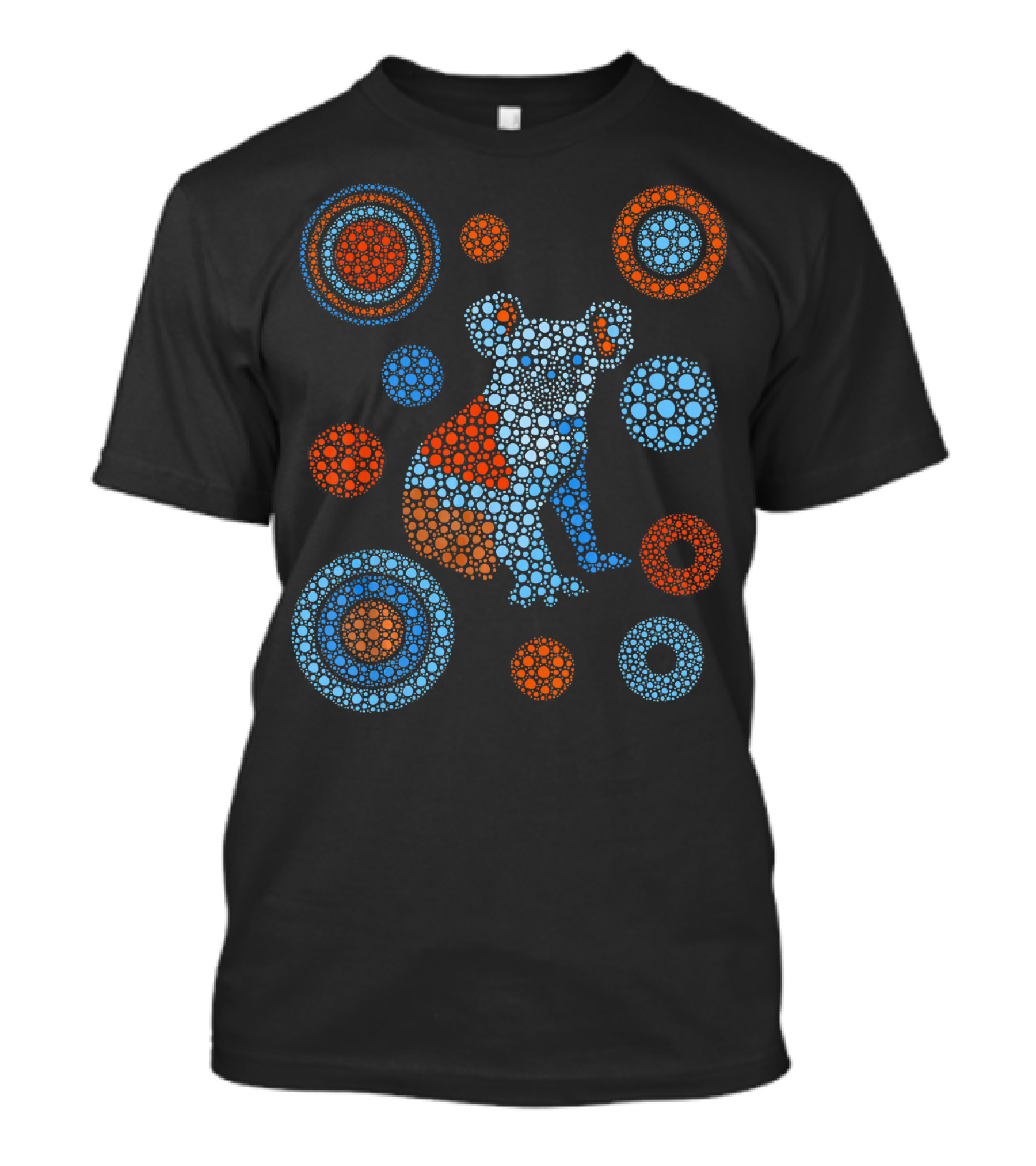 Koala Aboriginal Dot Art Circles In Blue And Orange T-Shirt