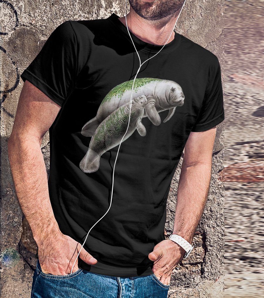 Manatee Delight Marine Duo With Mossy Back T-Shirt