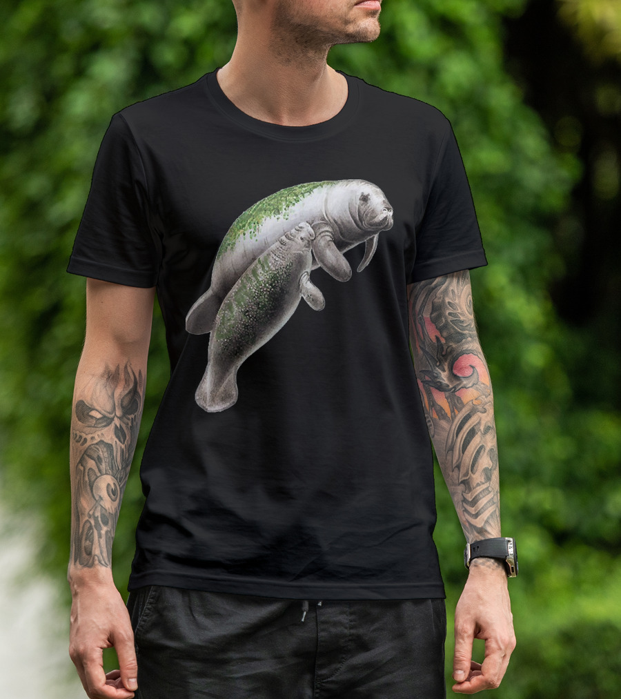 Manatee Delight Marine Duo With Mossy Back T-Shirt
