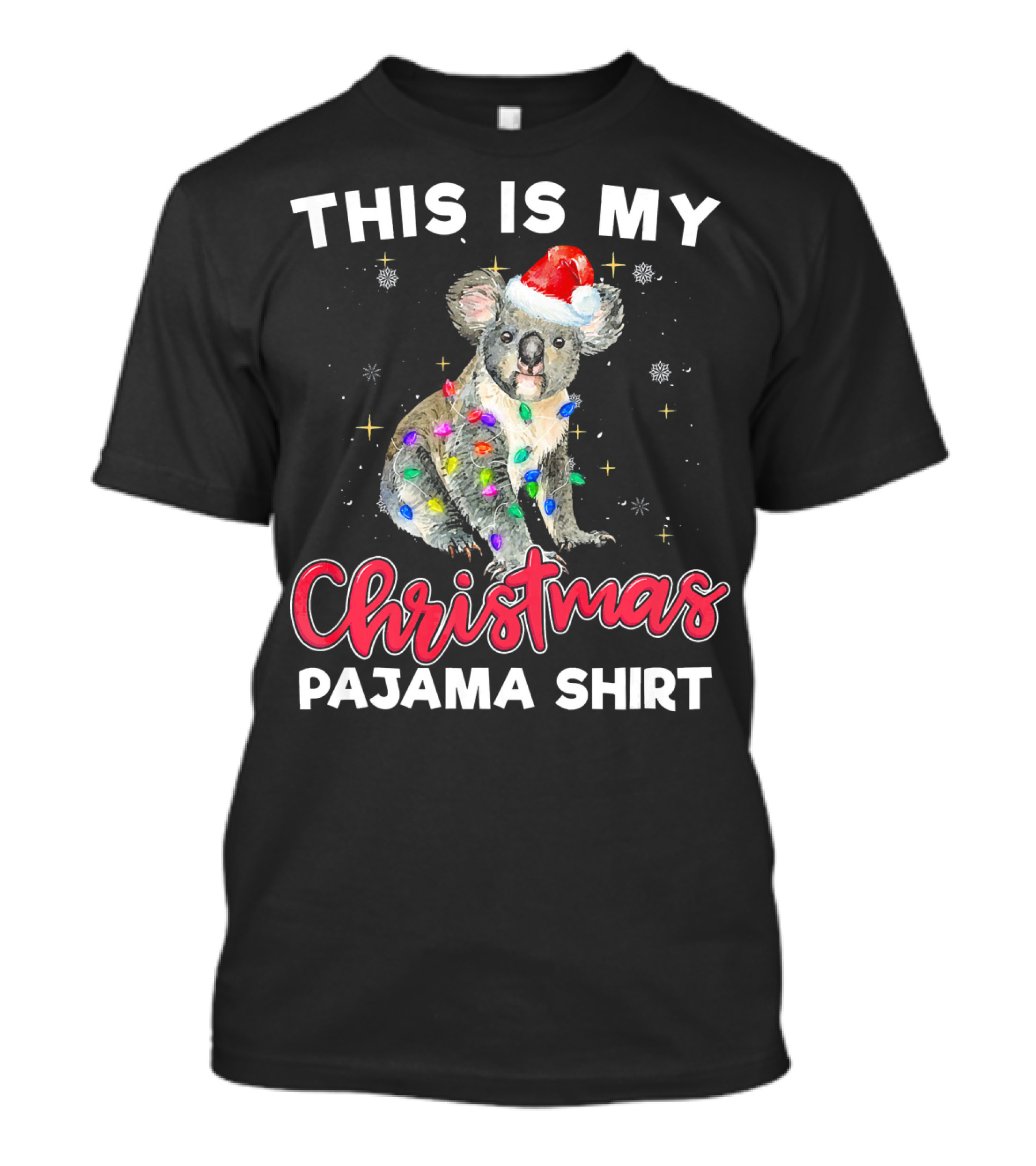 This Is My Christmas Pajama Shirt Koala Santa Lights T-Shirt