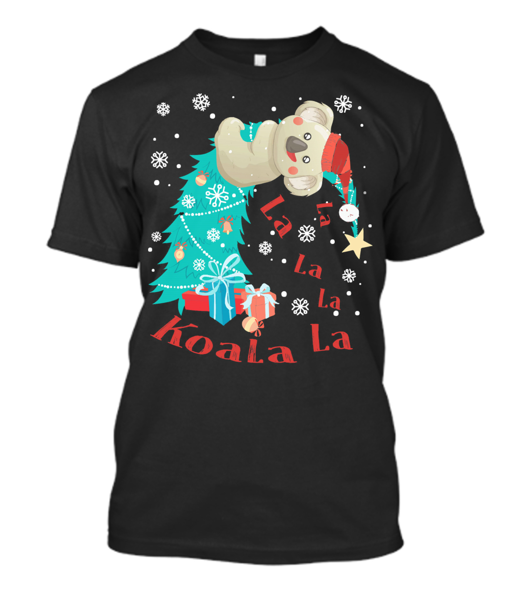 Koala La La La Christmas Tree With Snowflakes And Gifts T-Shirt