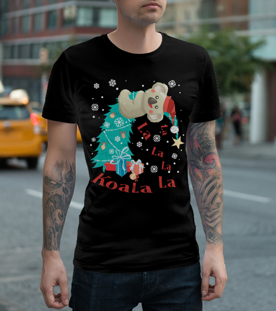 Koala La La La Christmas Tree With Snowflakes And Gifts T-Shirt