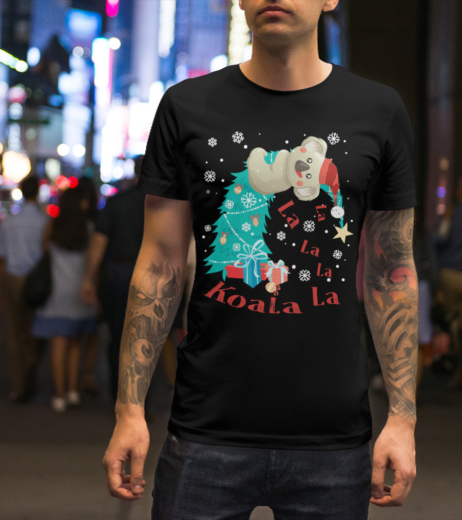 Koala La La La Christmas Tree With Snowflakes And Gifts T-Shirt