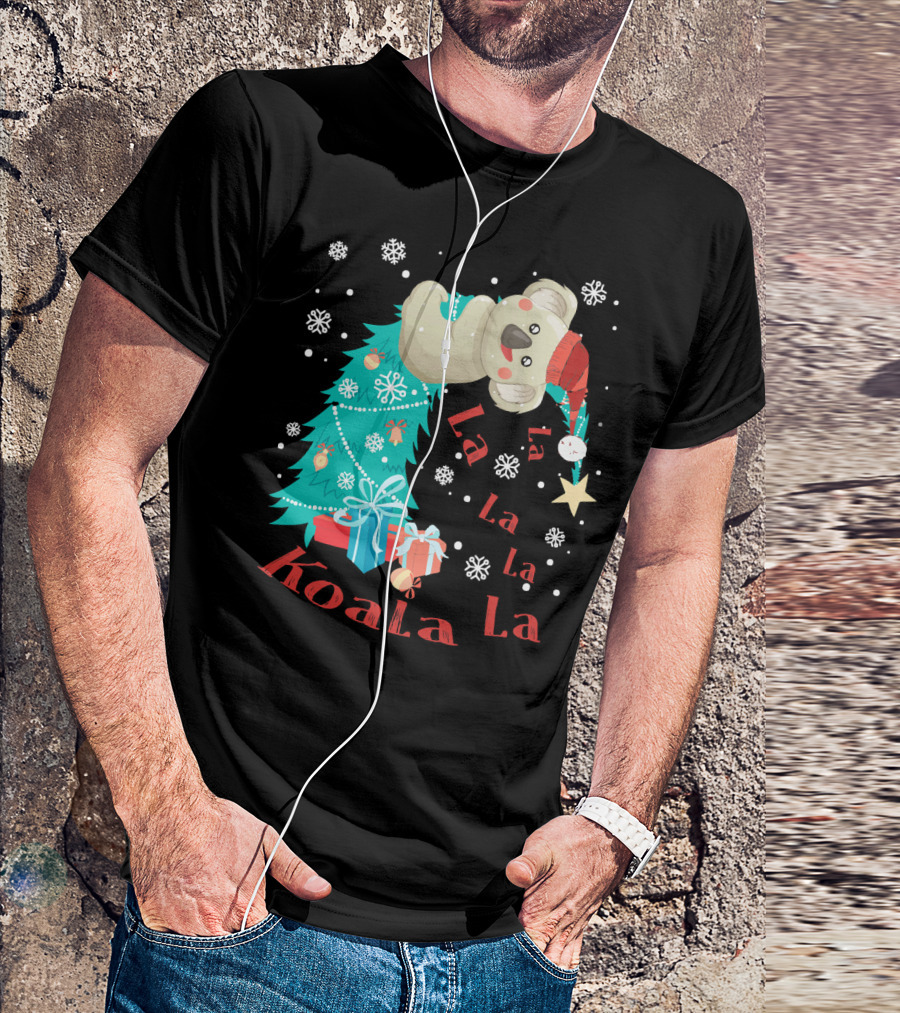 Koala La La La Christmas Tree With Snowflakes And Gifts T-Shirt