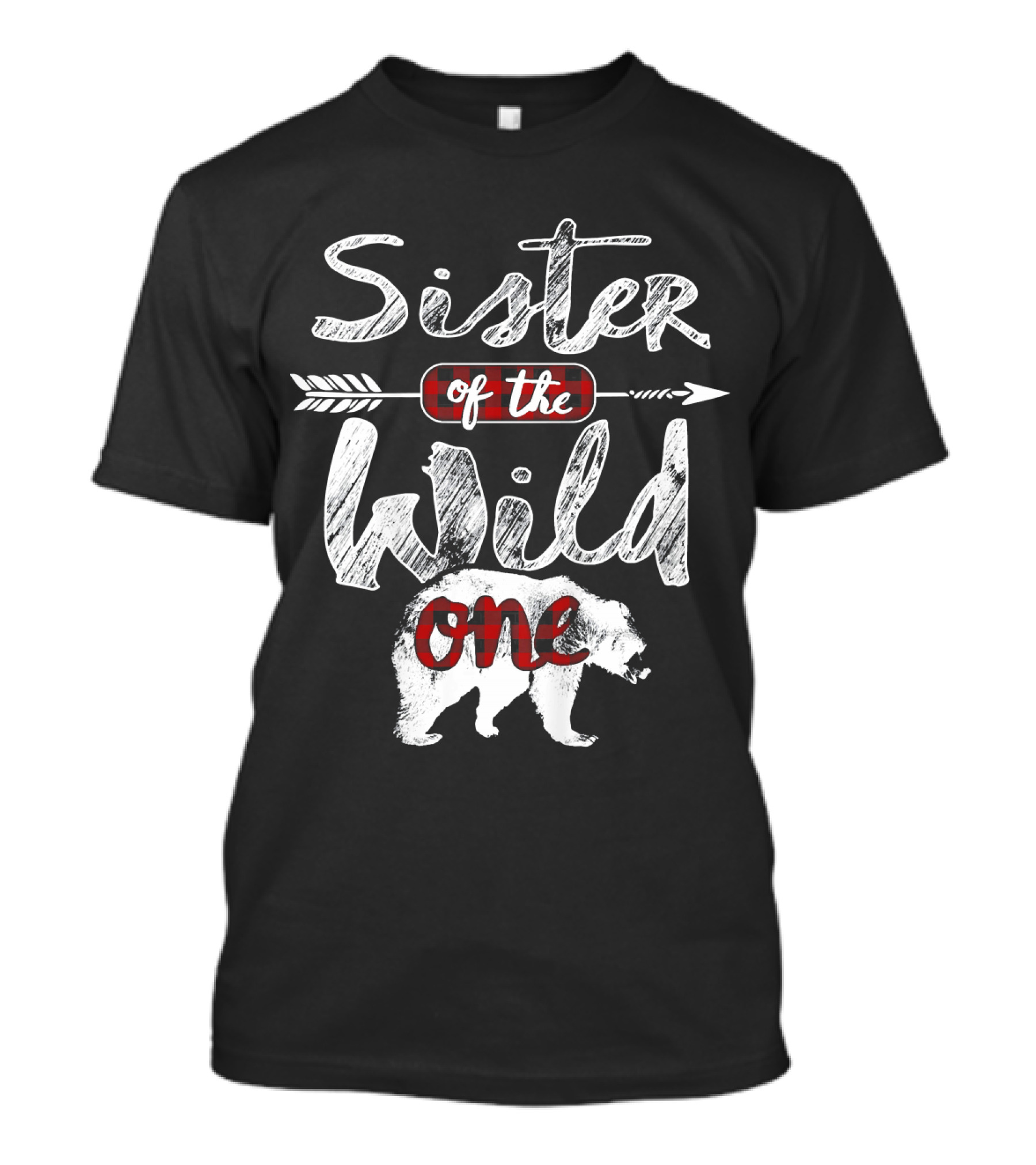 Sister Of The Wild One Bear Arrow Plaid T-Shirt