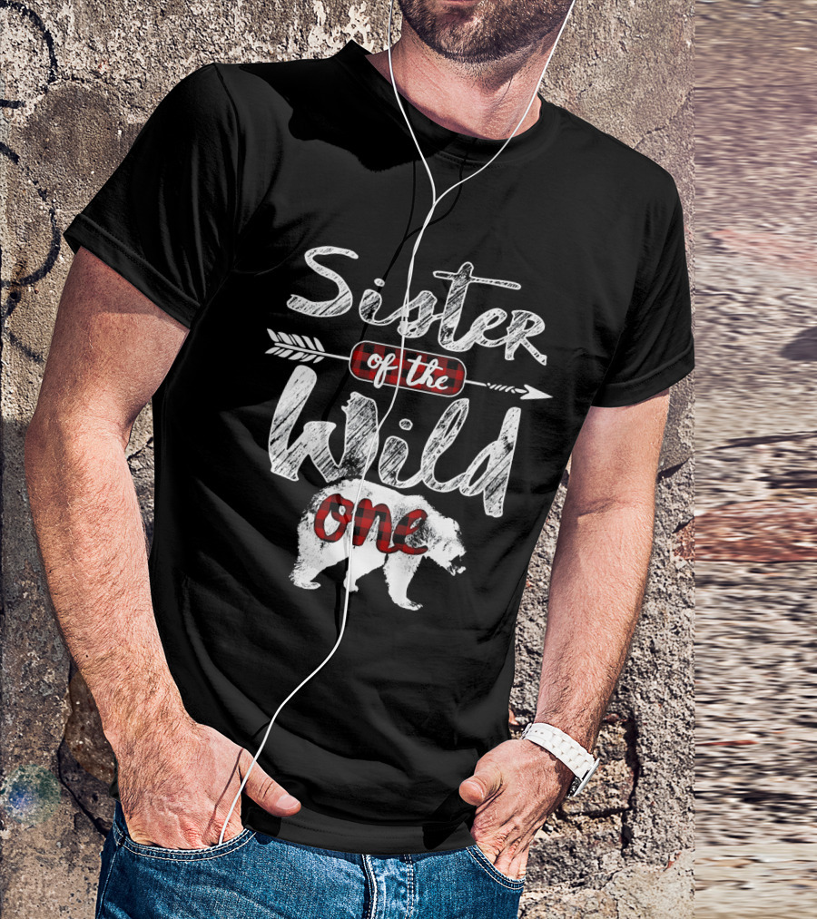 Sister Of The Wild One Bear Arrow Plaid T-Shirt