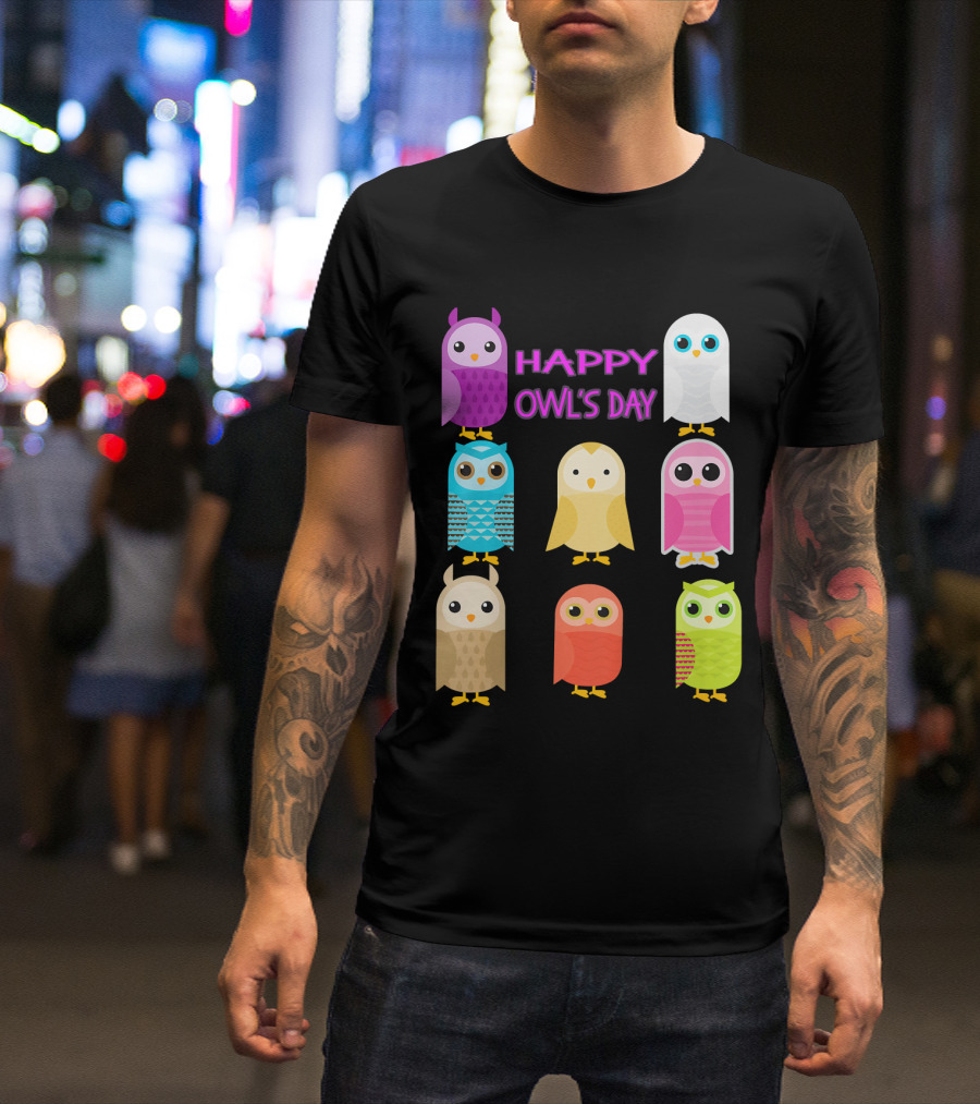 Happy Owl's Day Kids Owl Whisperer Cute Owls Snow T-Shirt