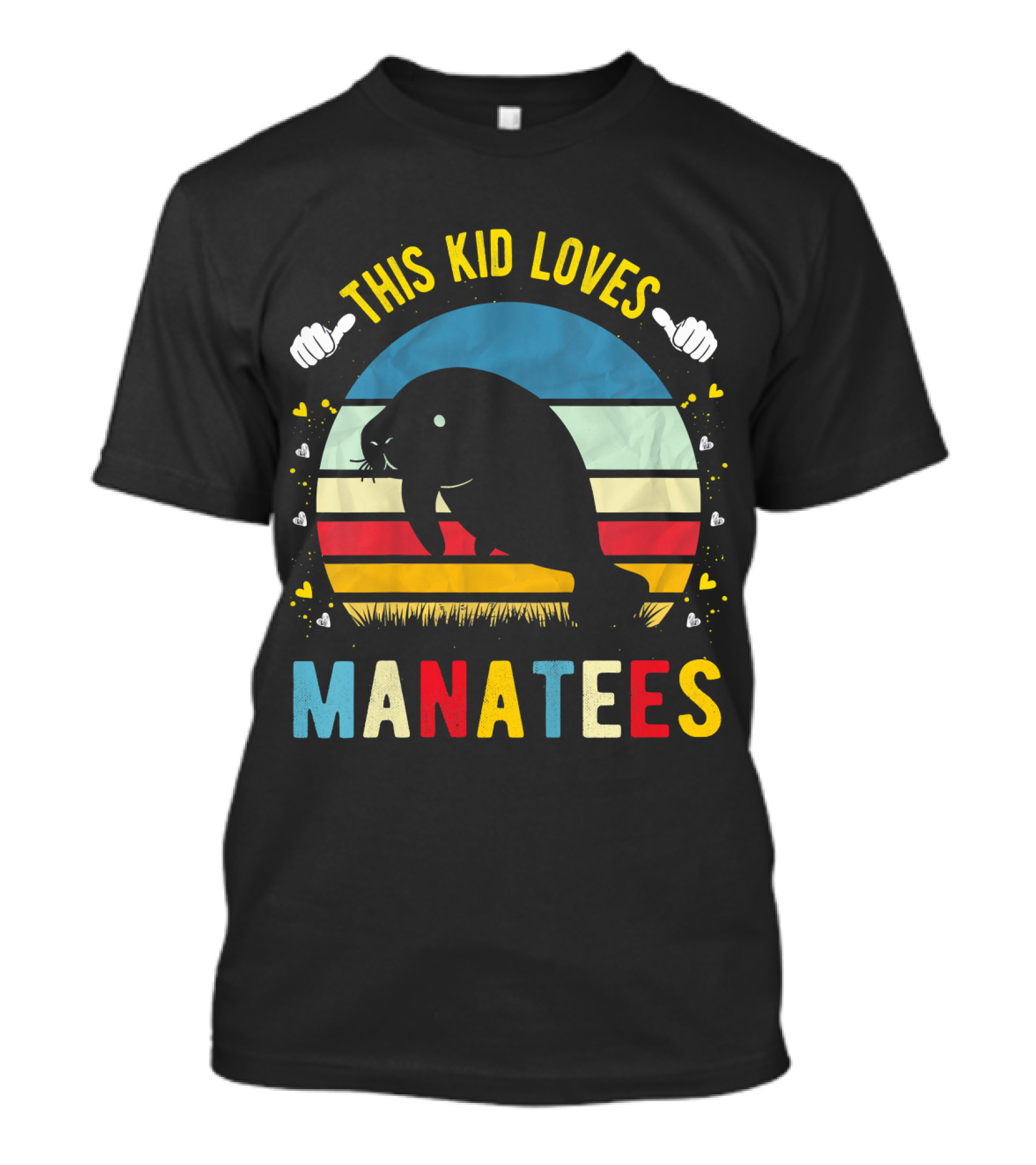 This Kid Loves Manatees Vintage Style Sunset T-Shirt