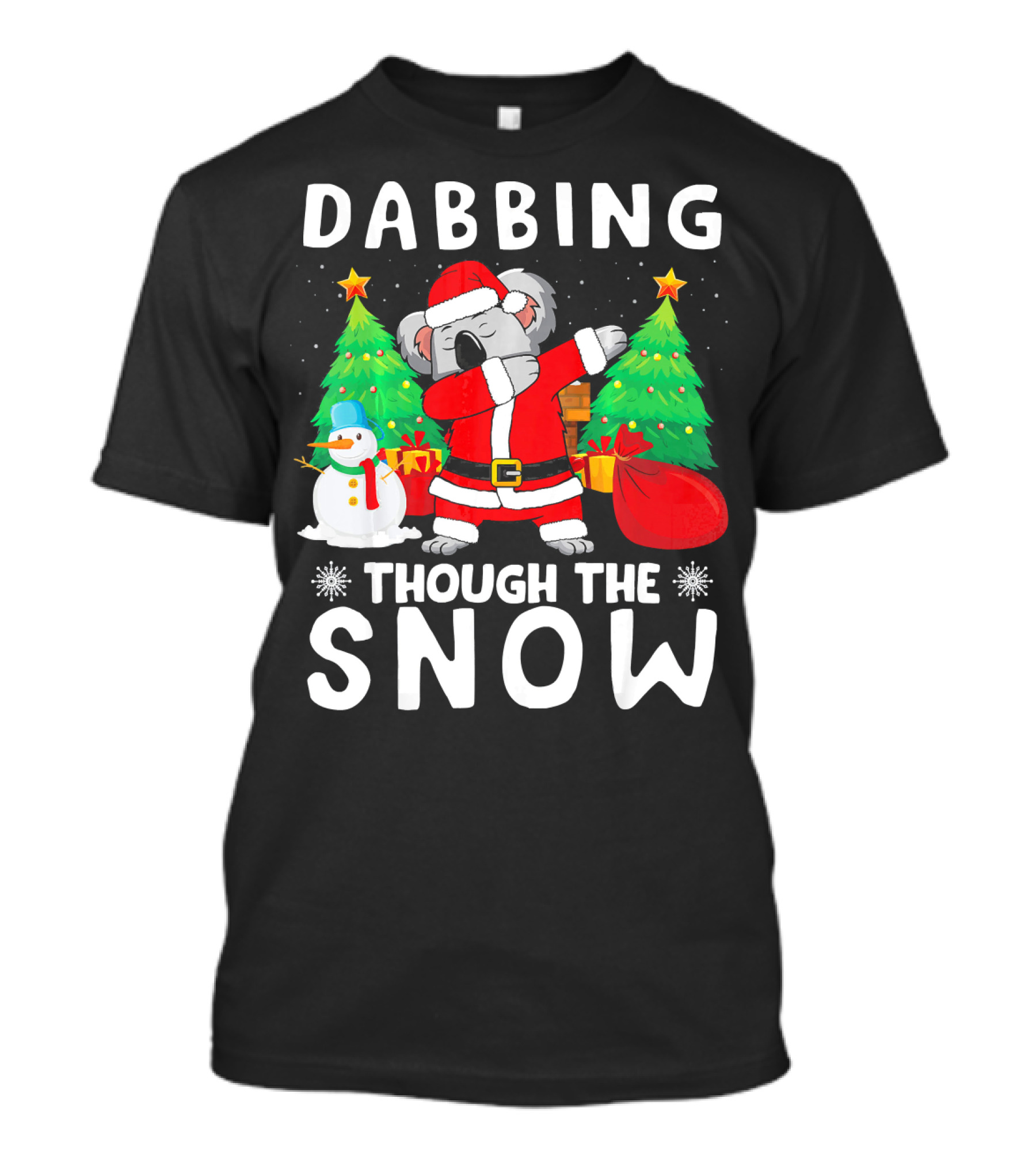 Dabbing Through The Snow Christmas Koala Santa Snowman Trees T-Shirt