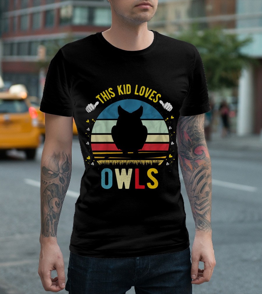 This Kid Loves Owls Retro Silhouette Boys And Girls T-Shirt