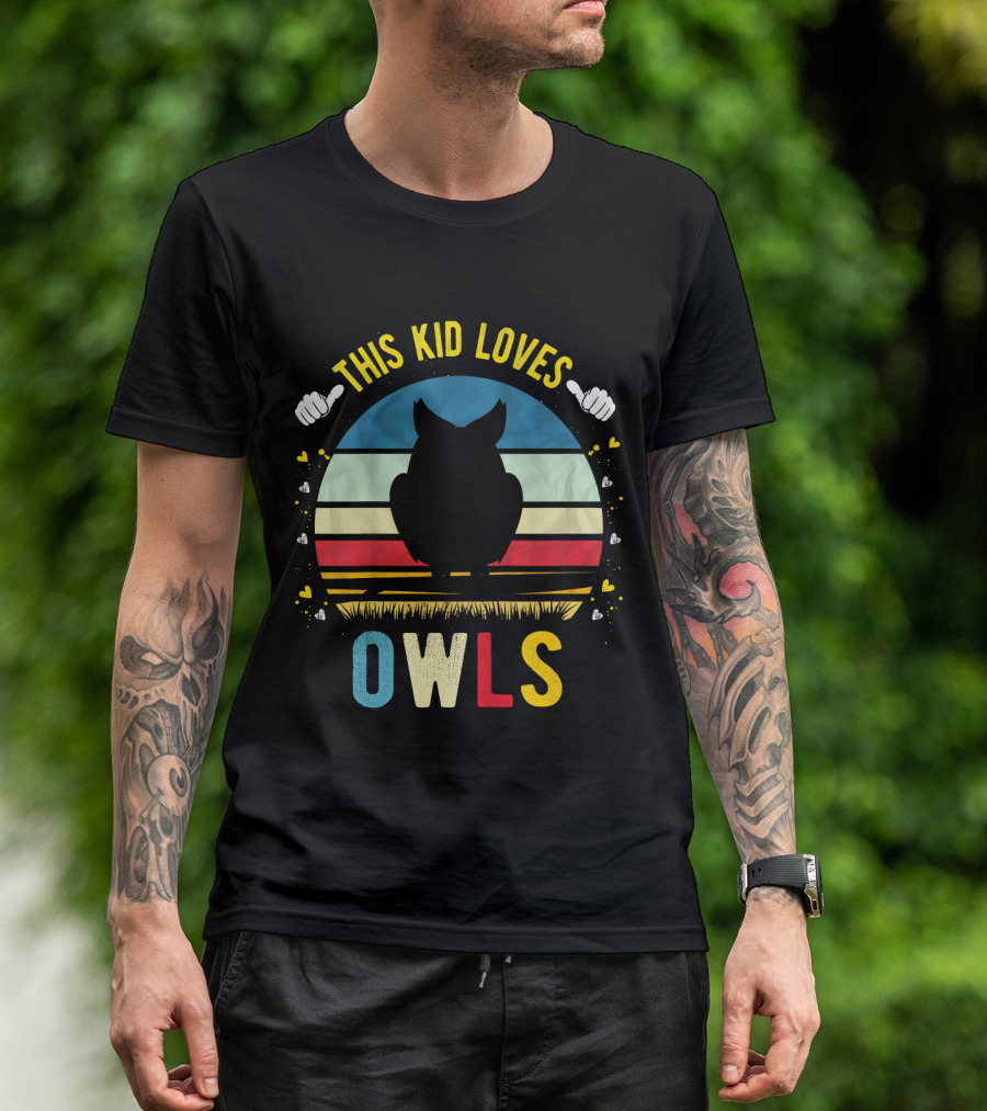 This Kid Loves Owls Retro Silhouette Boys And Girls T-Shirt