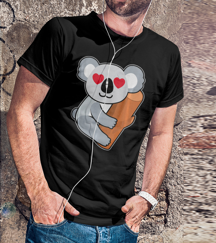 Koala With Heart Eyes Holding Orange Branch For Australia T-Shirt