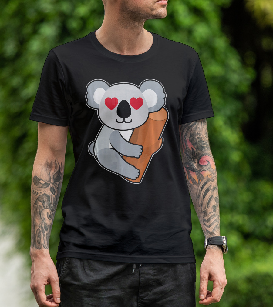 Koala With Heart Eyes Holding Orange Branch For Australia T-Shirt