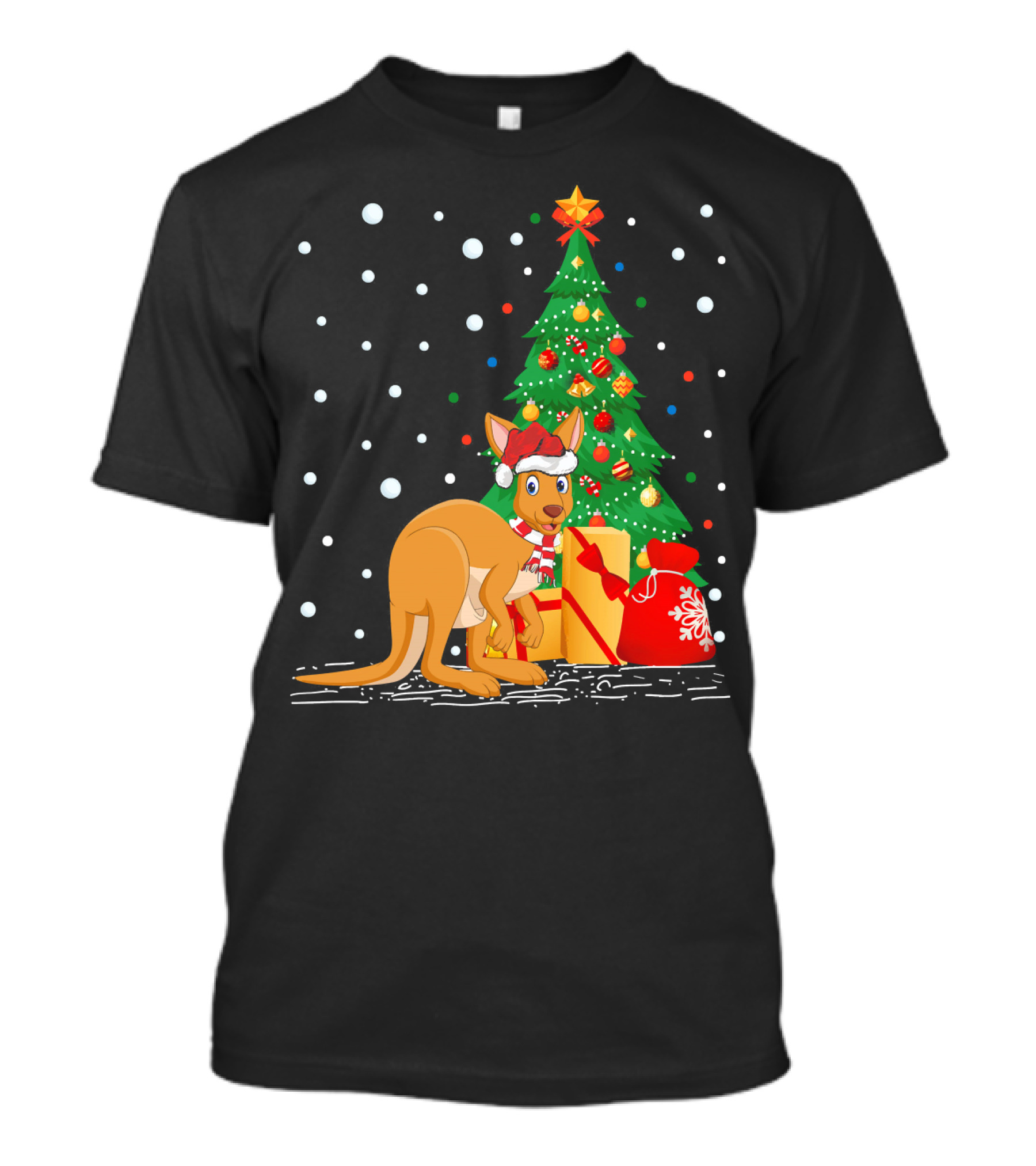 Kangaroos Lover Xmas Santa Hat Kangaroo Christmas Tree Present T-Shirt