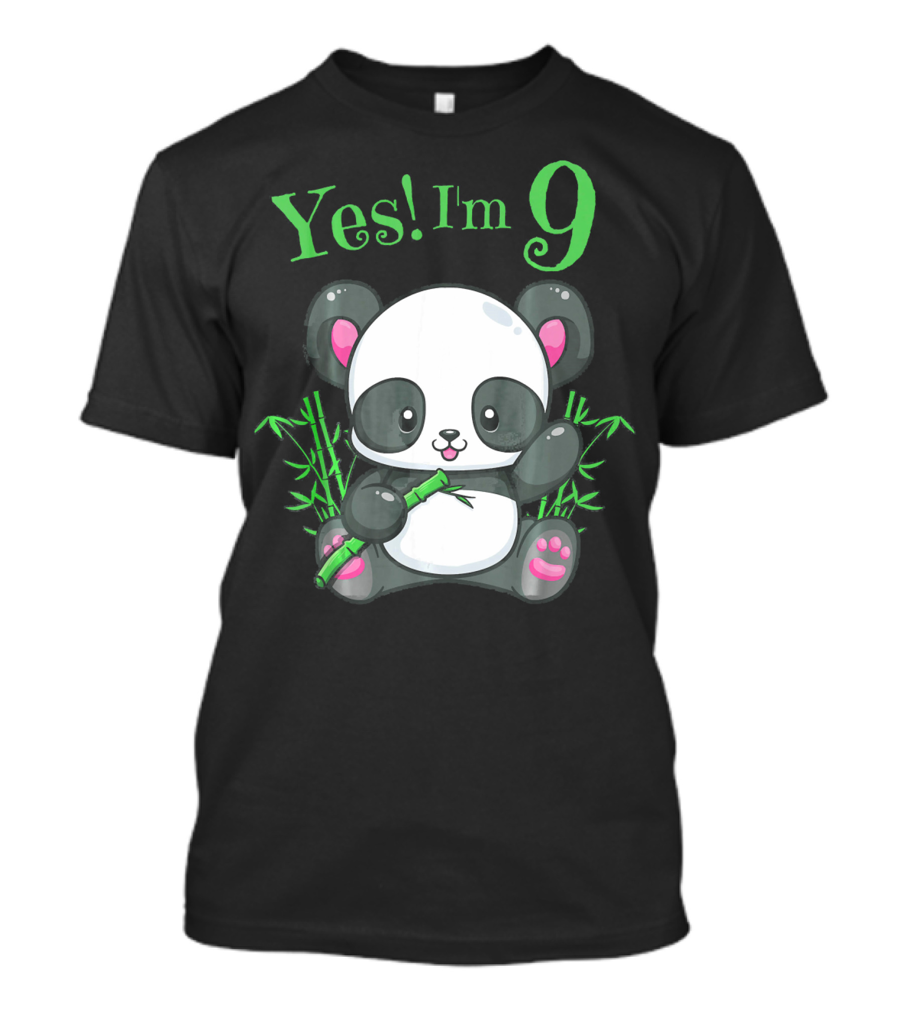Yes I'm 9 Kids Panda Birthday Girls T-Shirt