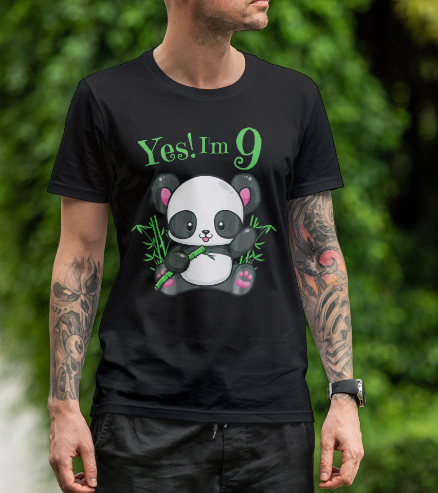 Yes I'm 9 Kids Panda Birthday Girls T-Shirt