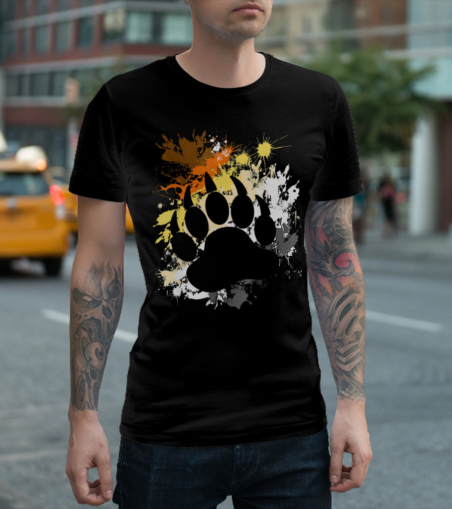Bear Paw Print Spray Paint Splash Mens Gay Bear Pride T-Shirt