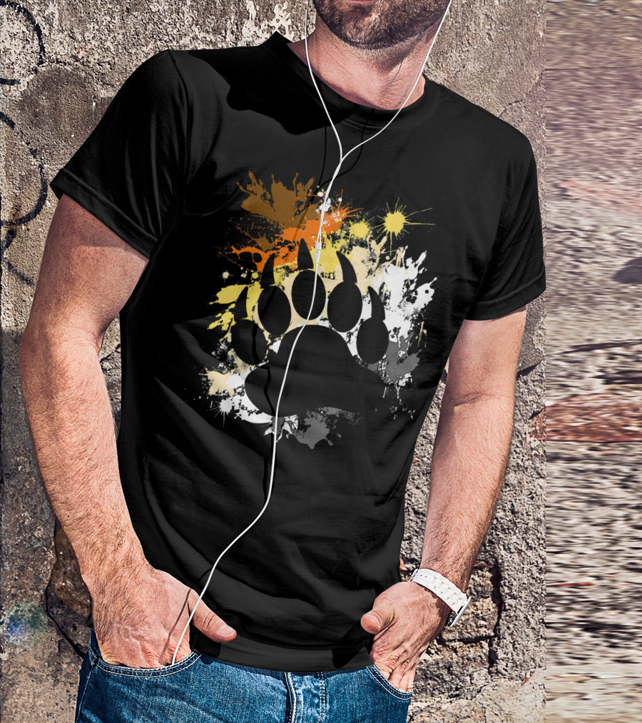 Bear Paw Print Spray Paint Splash Mens Gay Bear Pride T-Shirt