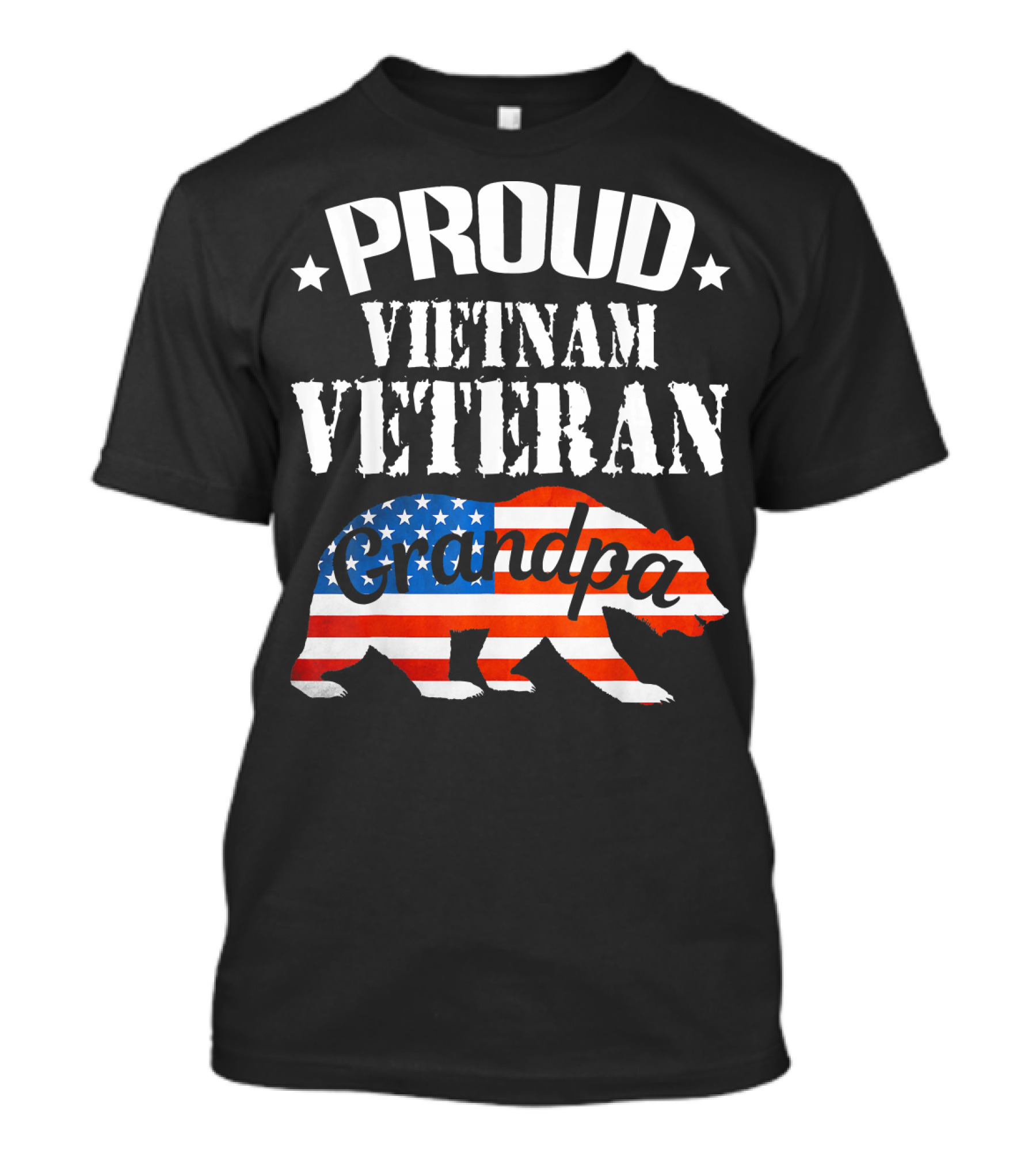 Proud Vietnam Veteran Grandpa American Flag Bear T-Shirt