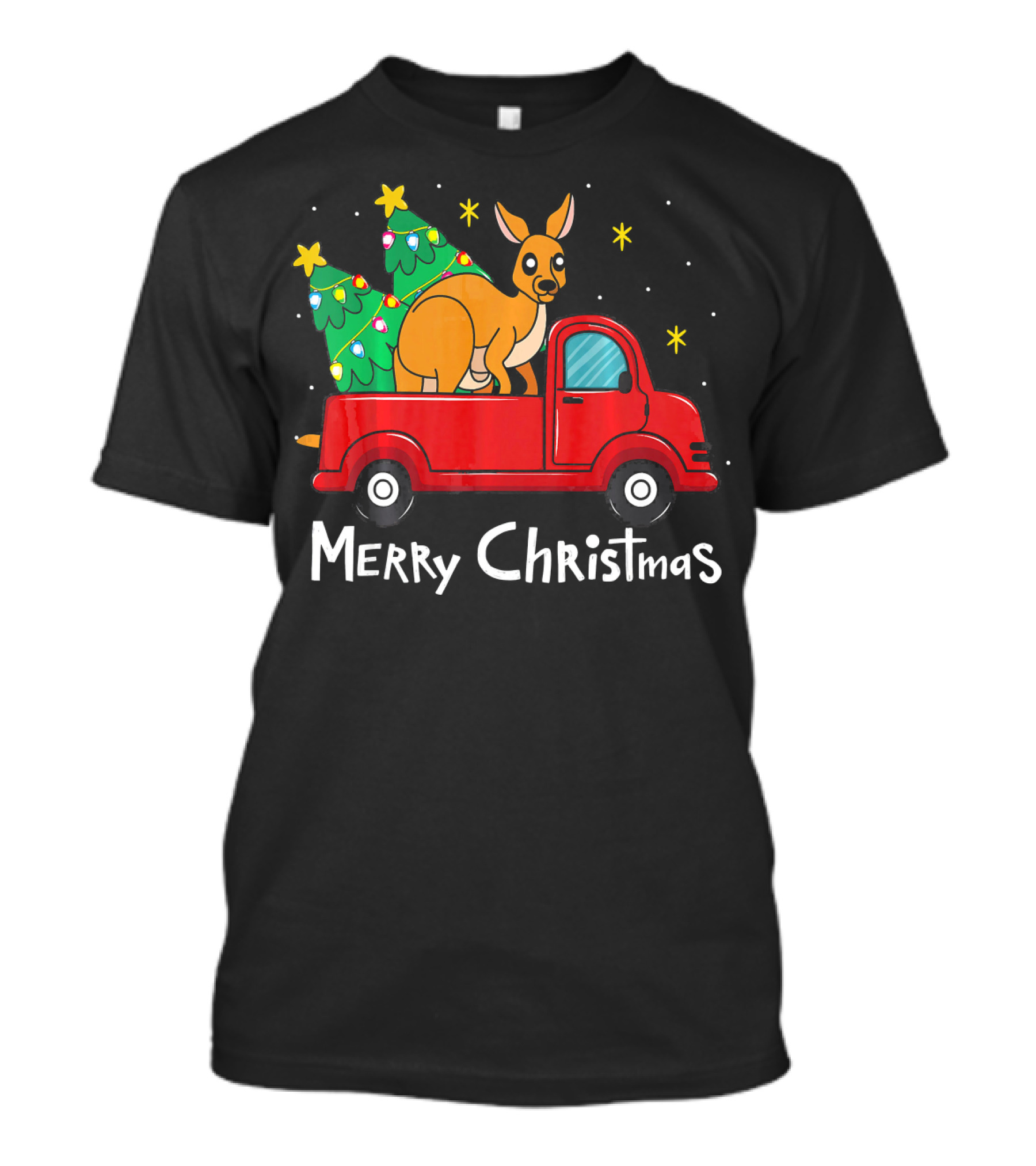 Merry Christmas Kangaroo Ornament Truck With Tree T-Shirt