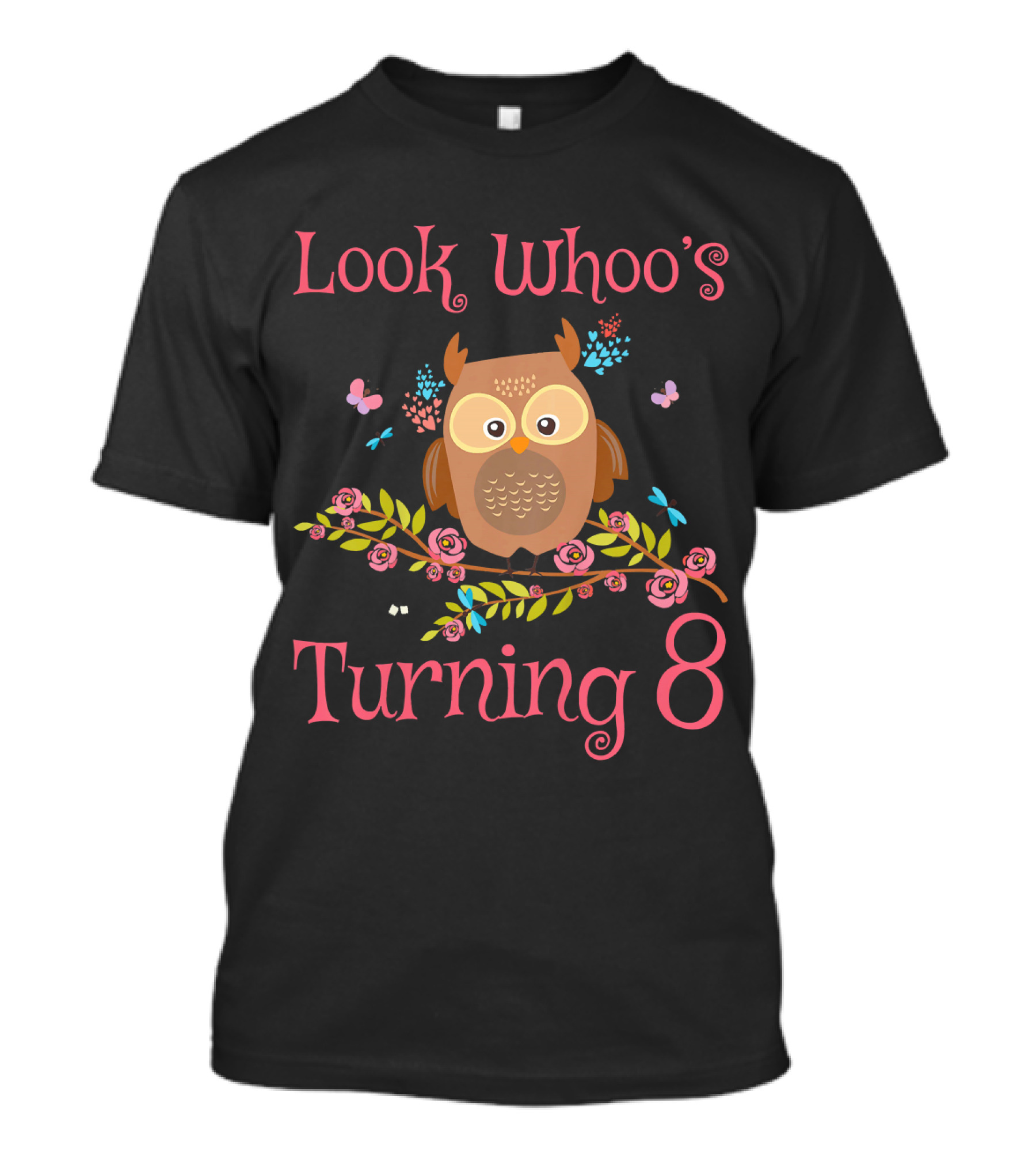 Look Whoo's Turning 8 Kids Birthday Cute Owl 8th Birth T-Shirt