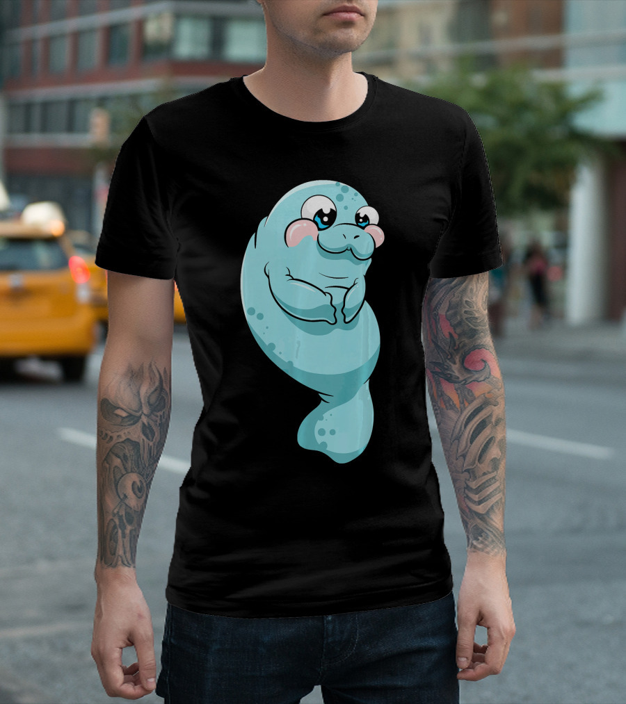 Kawaii Cute Manatee Marine Mammal Character T-Shirt