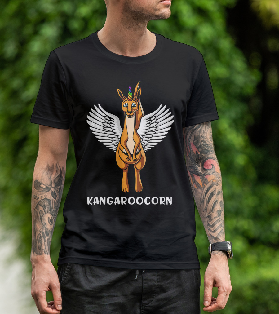 Kangaroocorn Funny Kangaroo Unicorn Wings Anim T-Shirt
