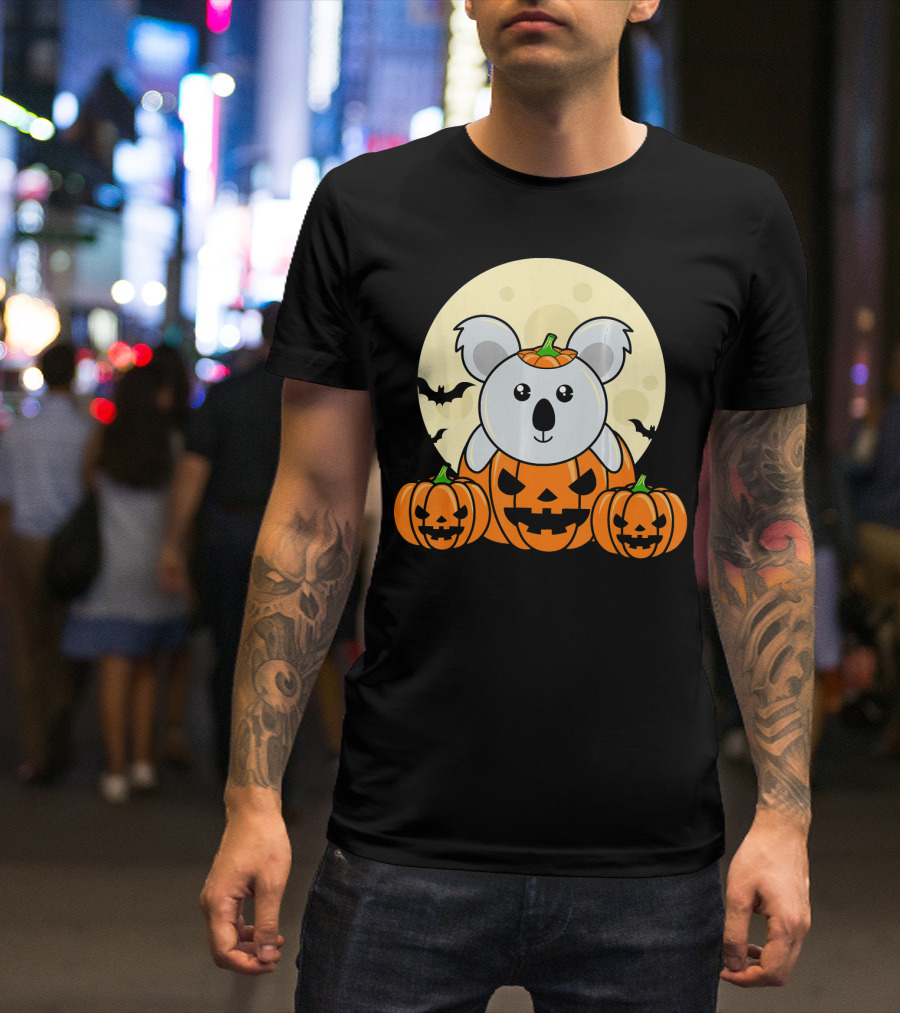 Koala Pumpkin Moon Bats Halloween Costume Cute Eas T-Shirt