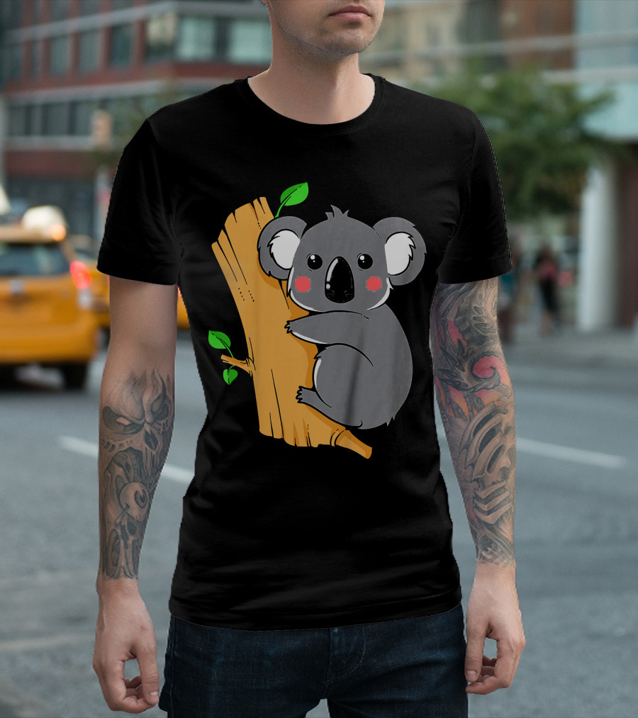 Kids Cute Koala Bear Climbing Tree For Children T-Shirt