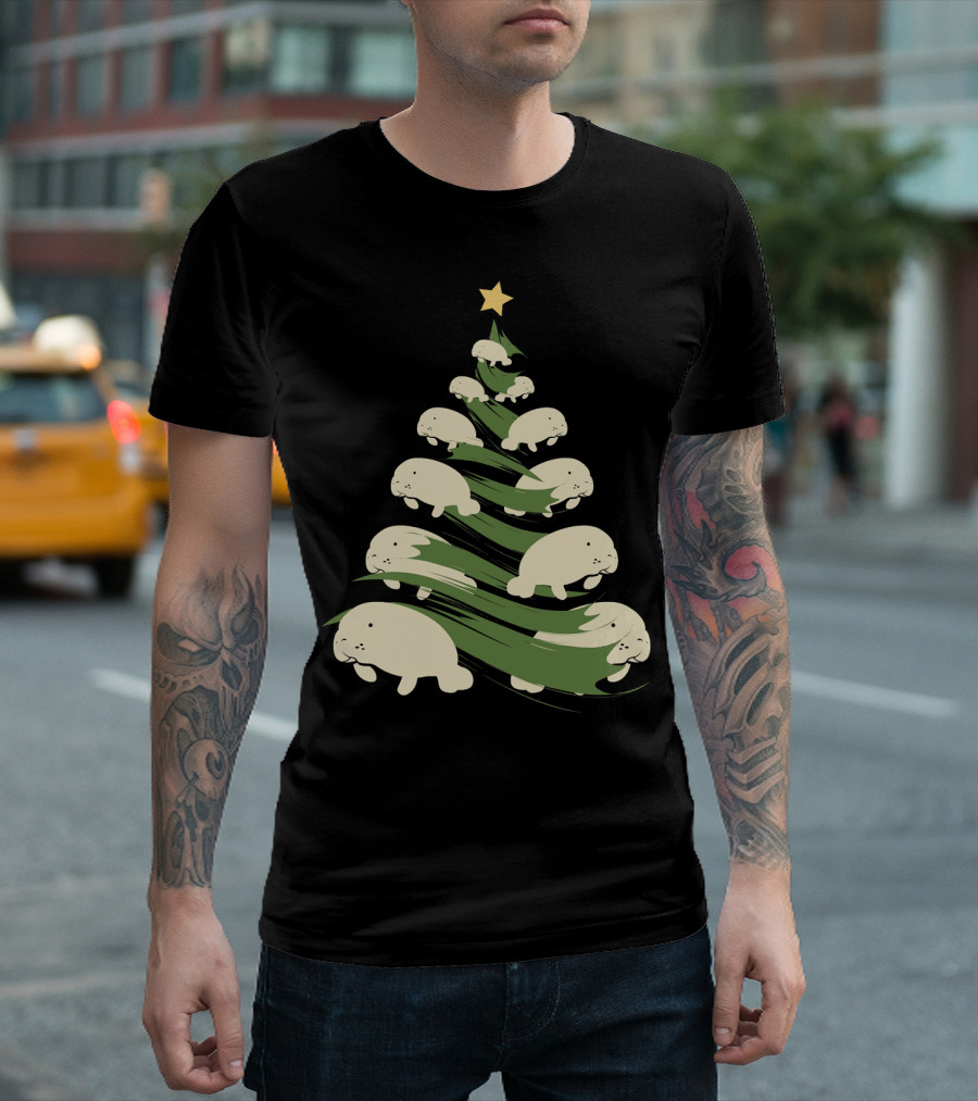 Manatee Christmas Tree with Star T-Shirt