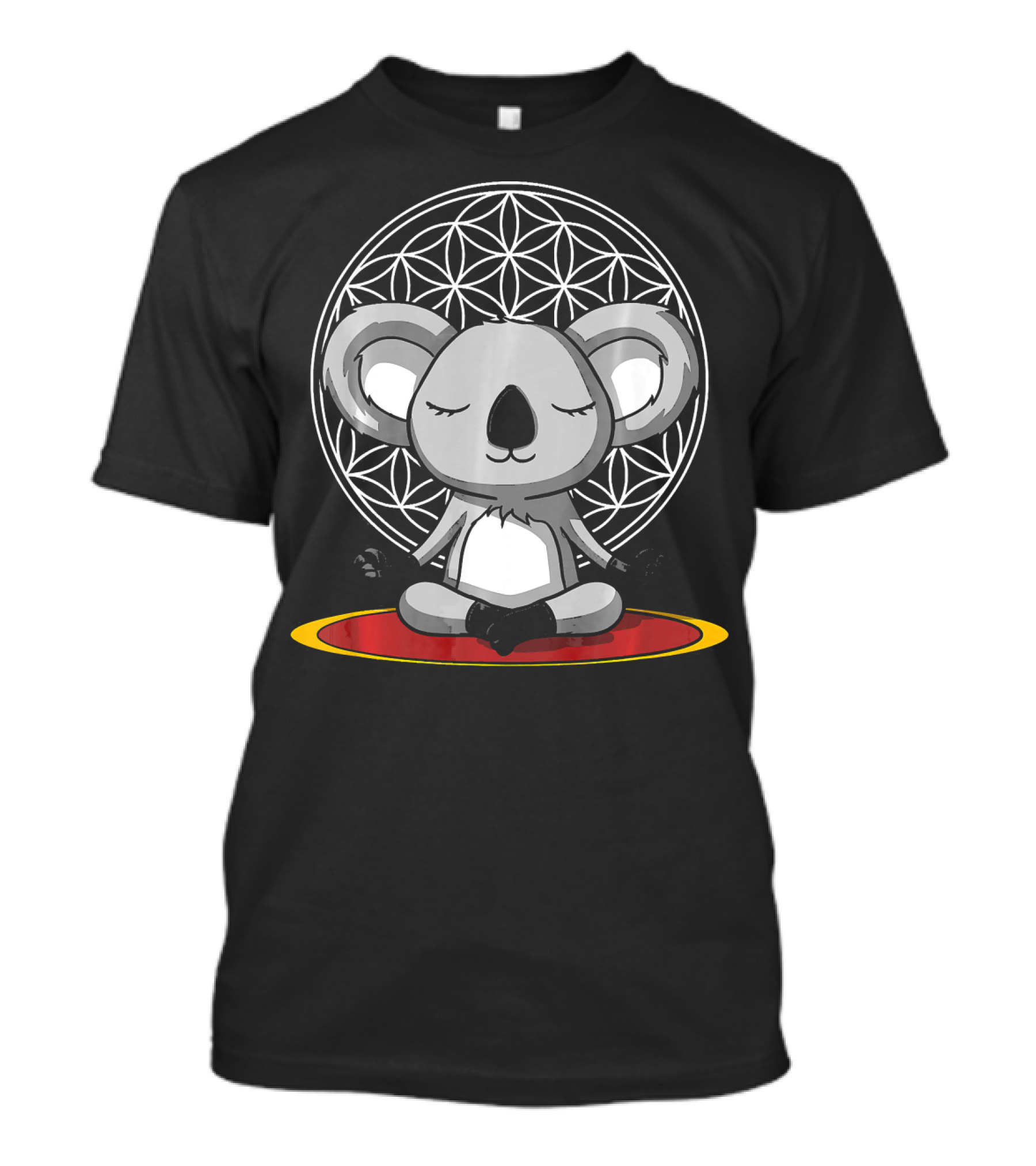 Koala Bear Zen Yoga Meditation Cute Anim With Flower Of Life Mandala T-Shirt