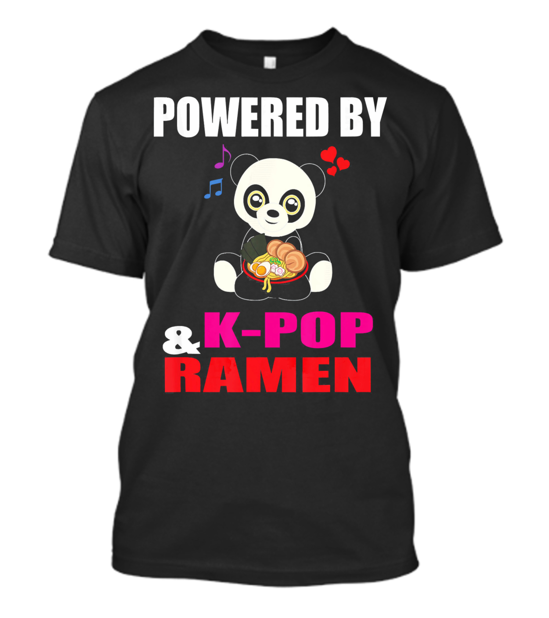 Powered By K-Pop Ramen Panda Music T-Shirt