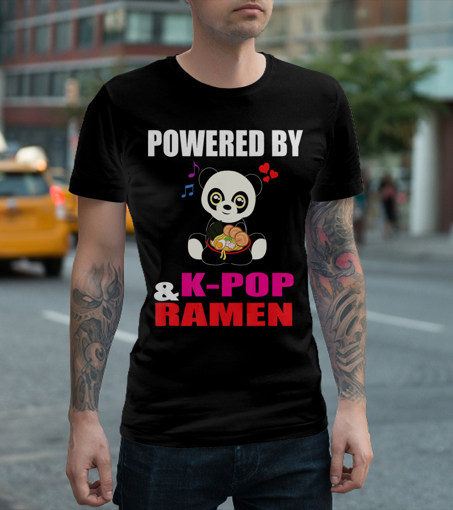 Powered By K-Pop Ramen Panda Music T-Shirt