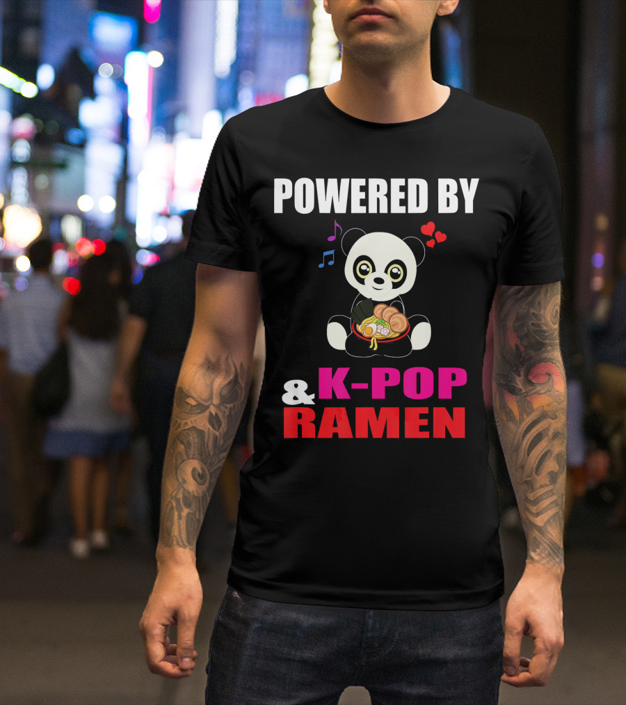 Powered By K-Pop Ramen Panda Music T-Shirt