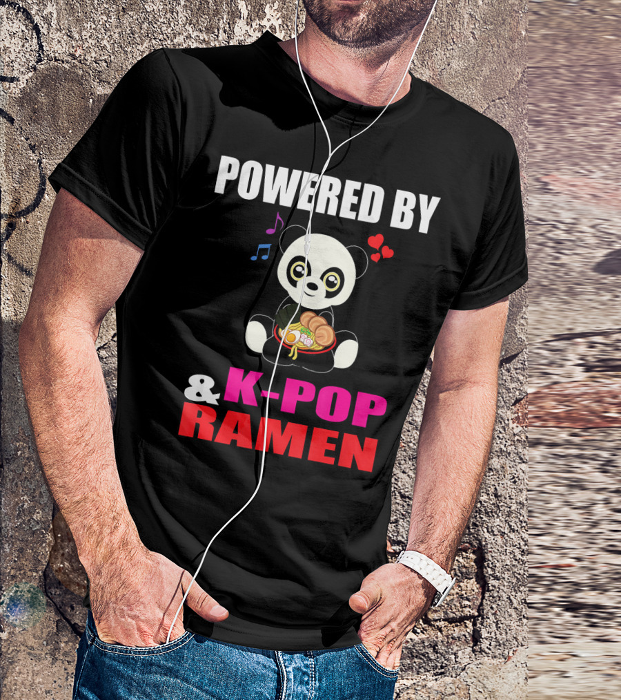 Powered By K-Pop Ramen Panda Music T-Shirt
