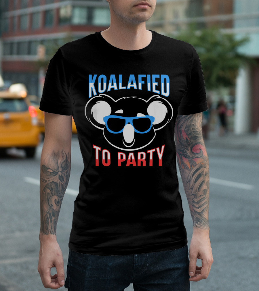 Koalafied To Party Cute Koala Bear Wearing Sunglasses T-Shirt