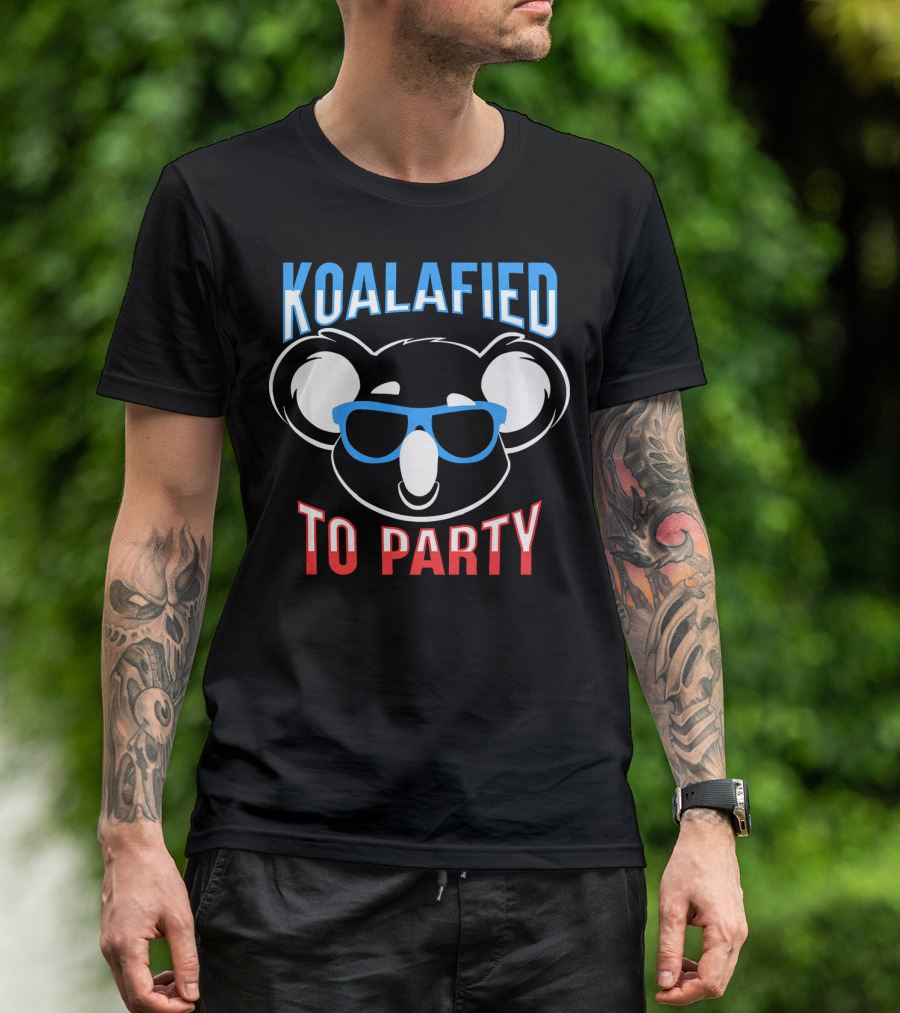 Koalafied To Party Cute Koala Bear Wearing Sunglasses T-Shirt