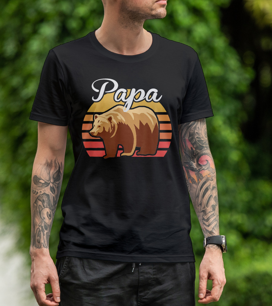 Papa Bear Vintage Sun Mens Fath T-Shirt