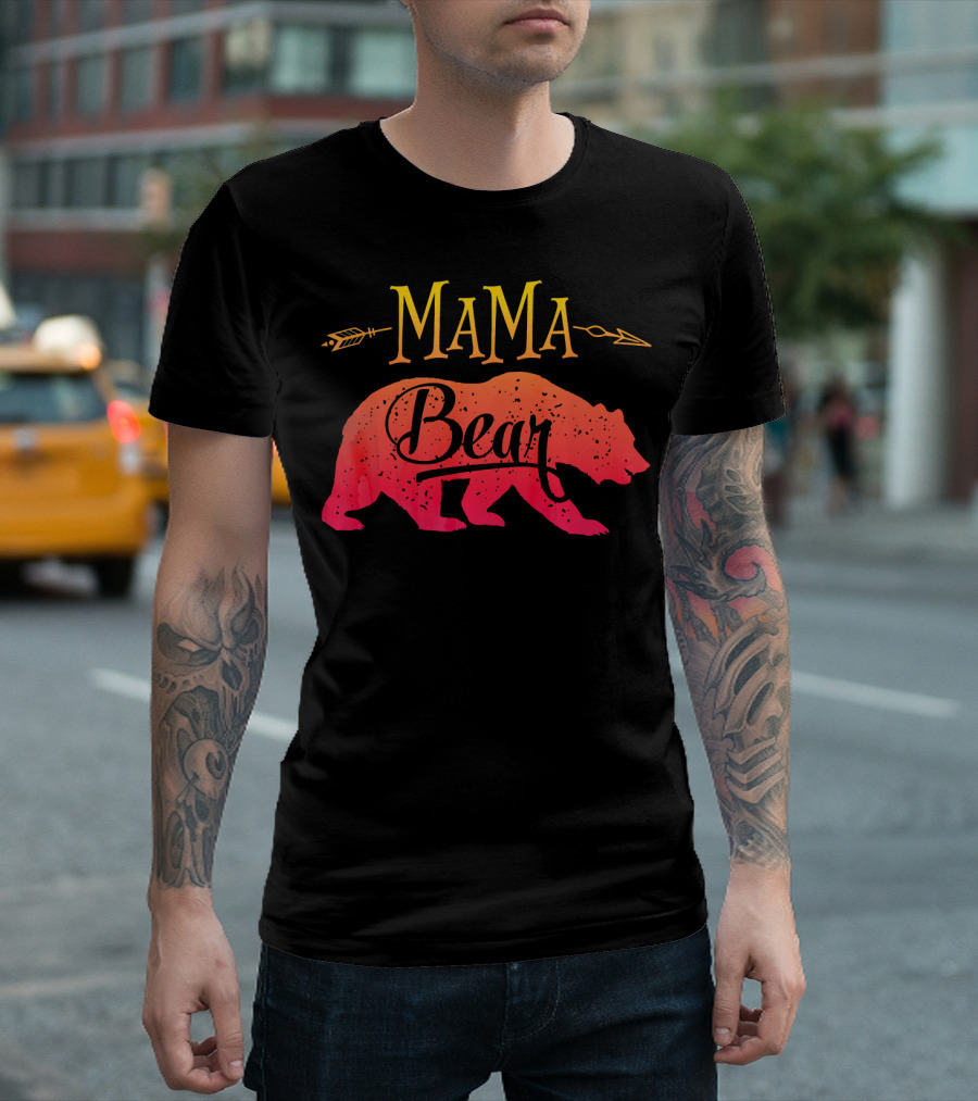 Mama Bear Bold Arrow Family Mat T-Shirt