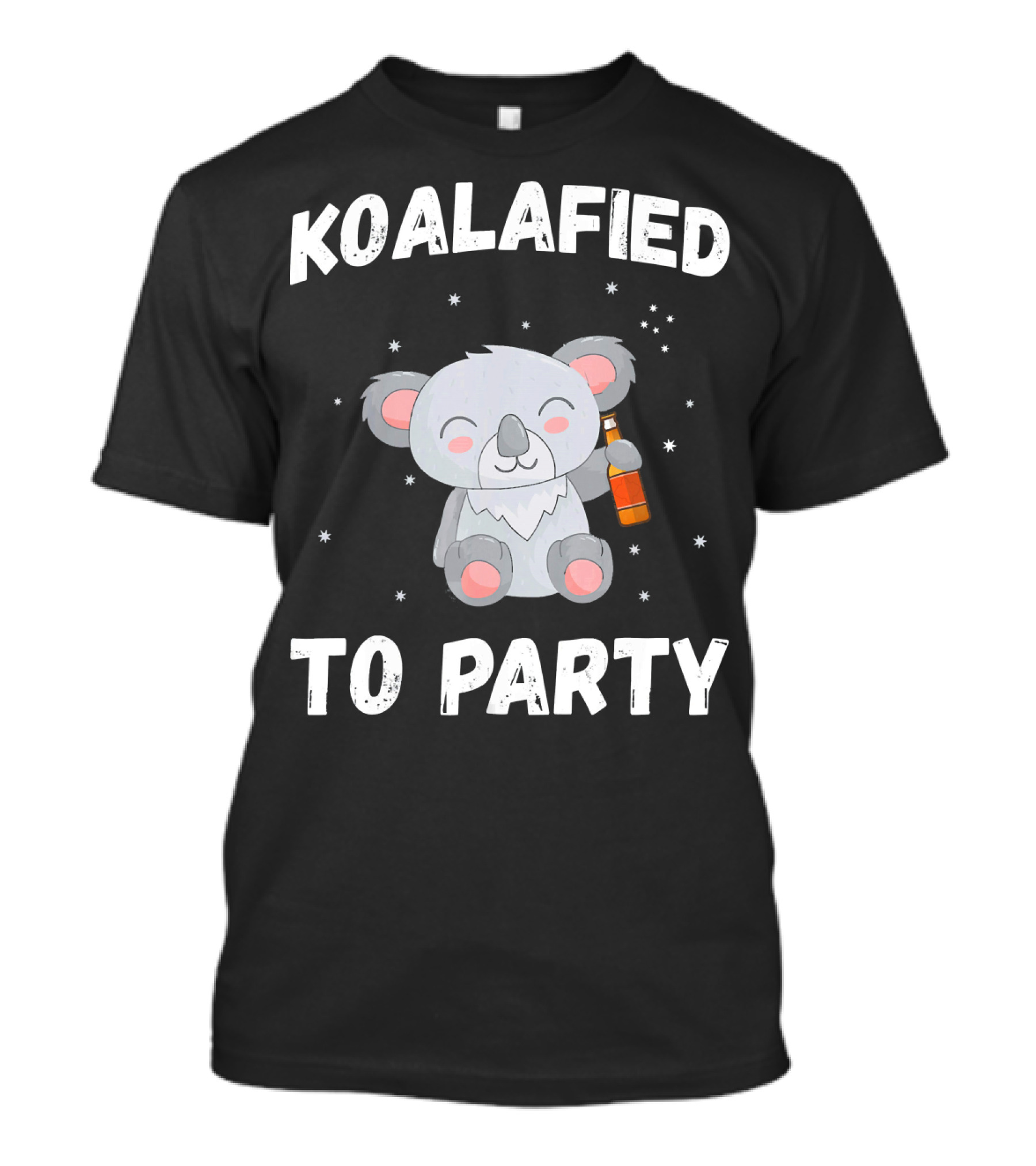 Koalafied To Party Koala Holding Drink With Stars Fun T-Shirt