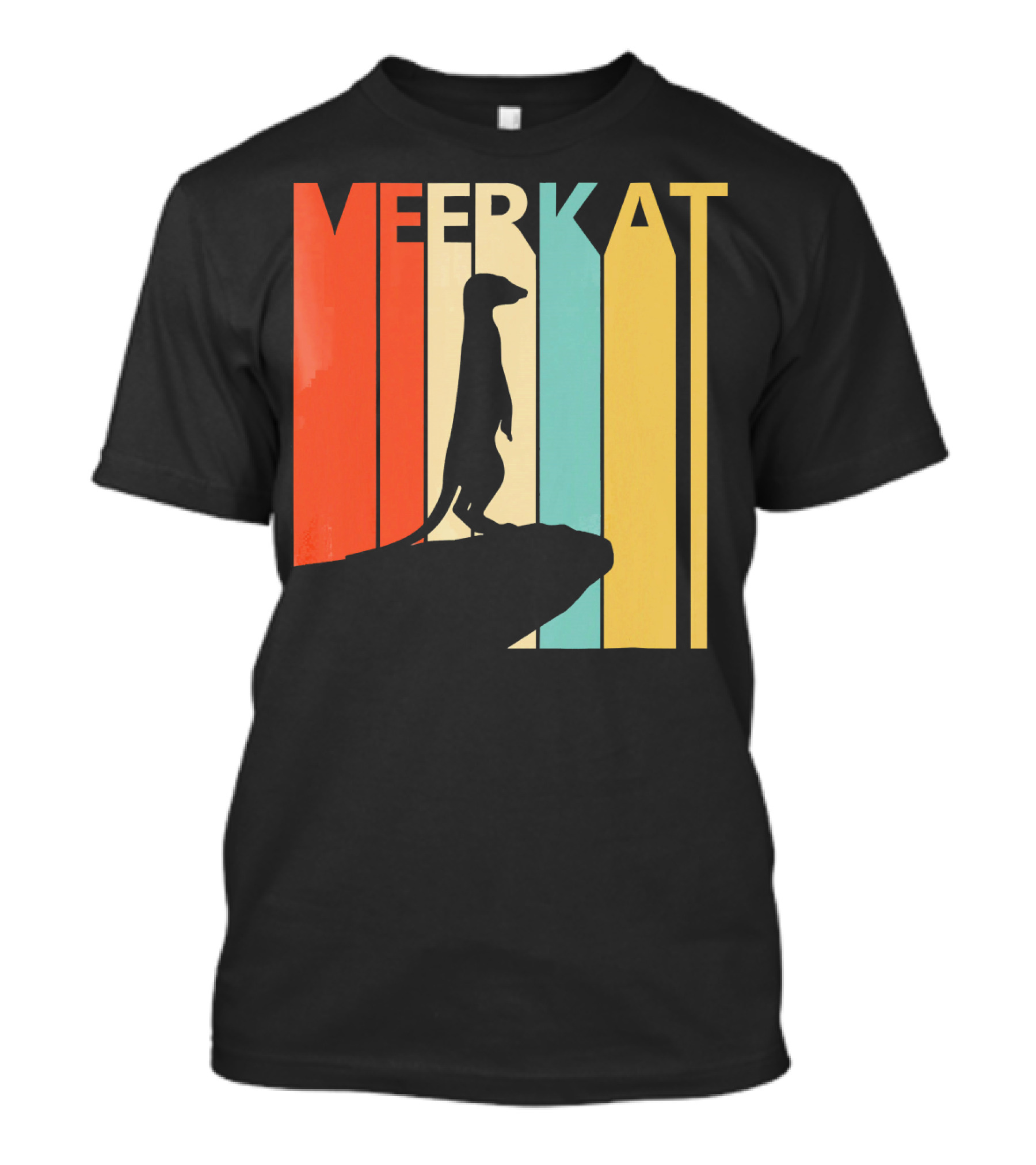 Meerkat Vintage Retro Silhouette Stripes T-Shirt