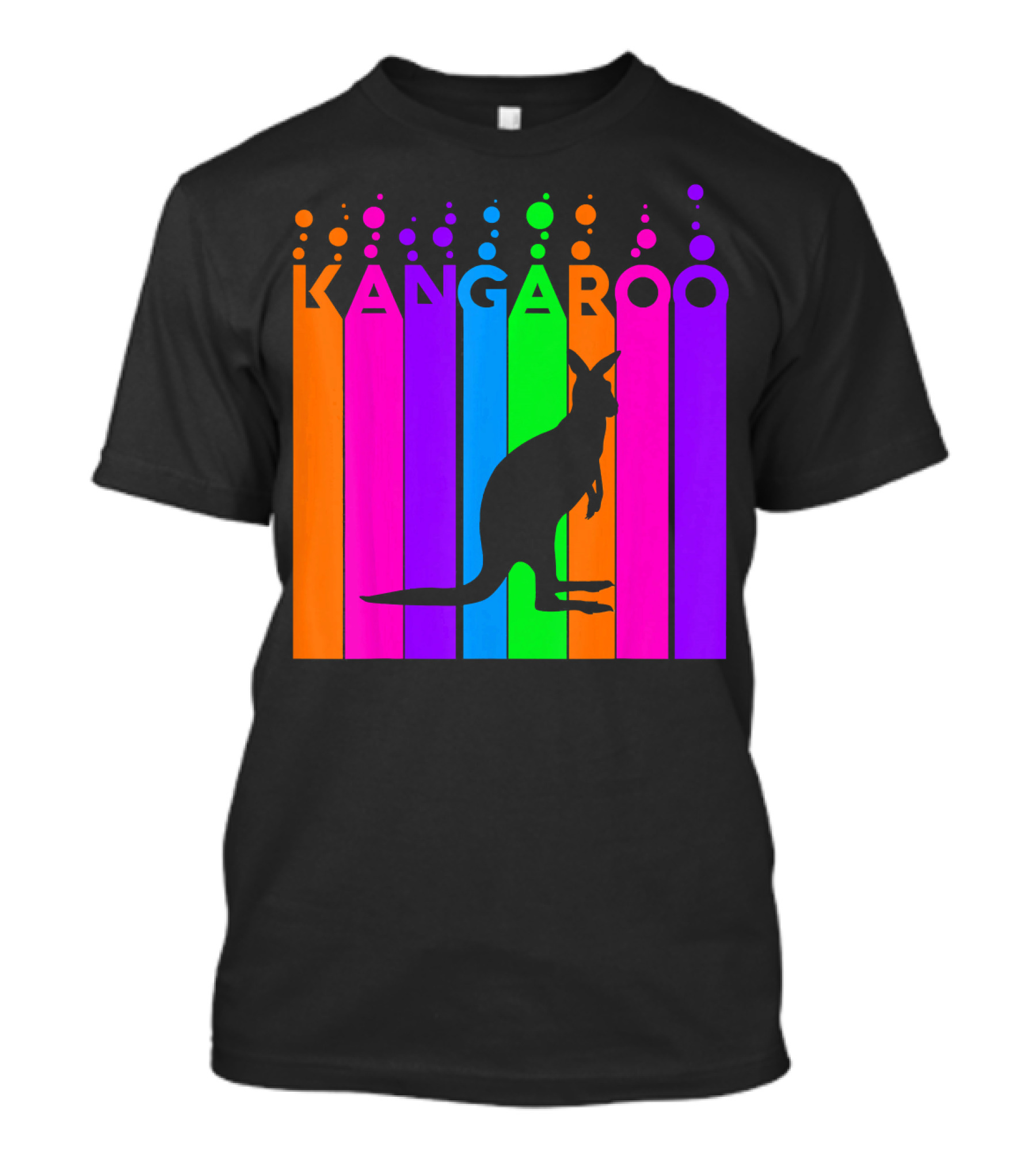 Kangaroo Bubble Silhouette Rainbow Stripes Animal Lover T-Shirt