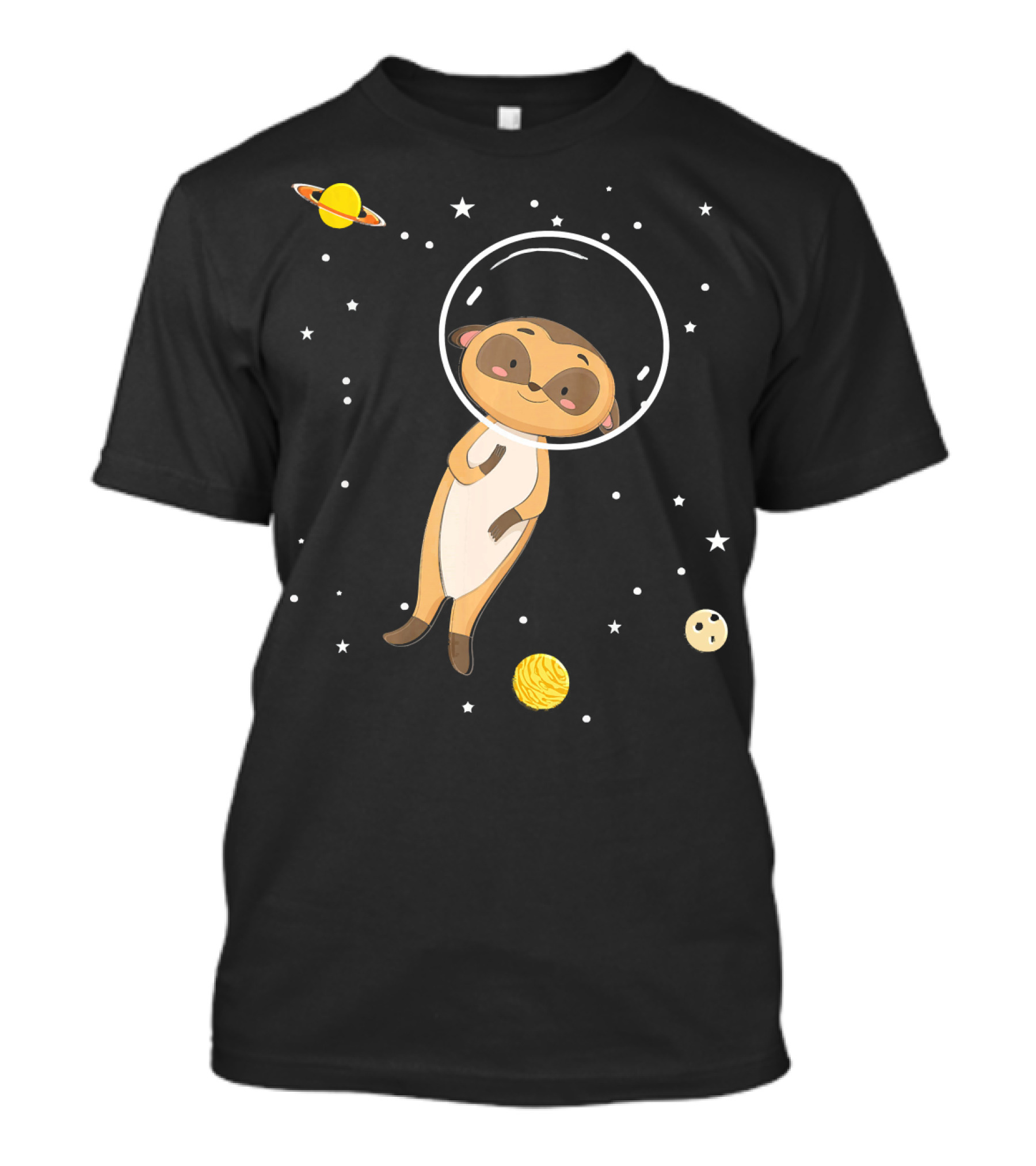 Meerkat Astronaut Floating Among Stars And Planets T-Shirt