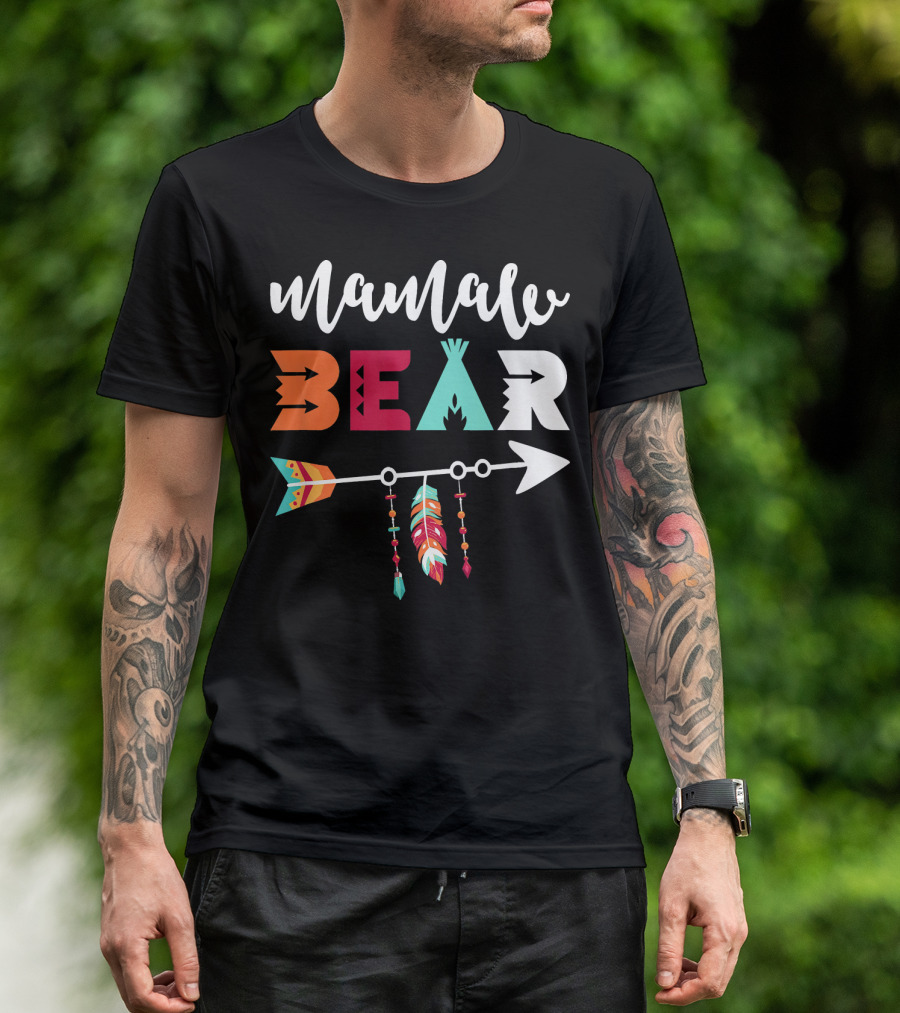 Mamaw Bear With Colorful Arrow And Feathers T-Shirt