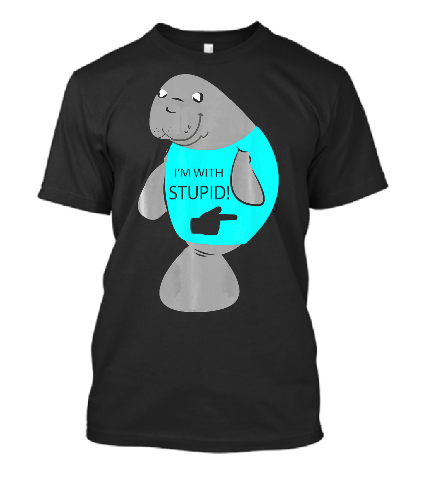 I'm With Stupid Manatee Sea Cow Pointing T-Shirt